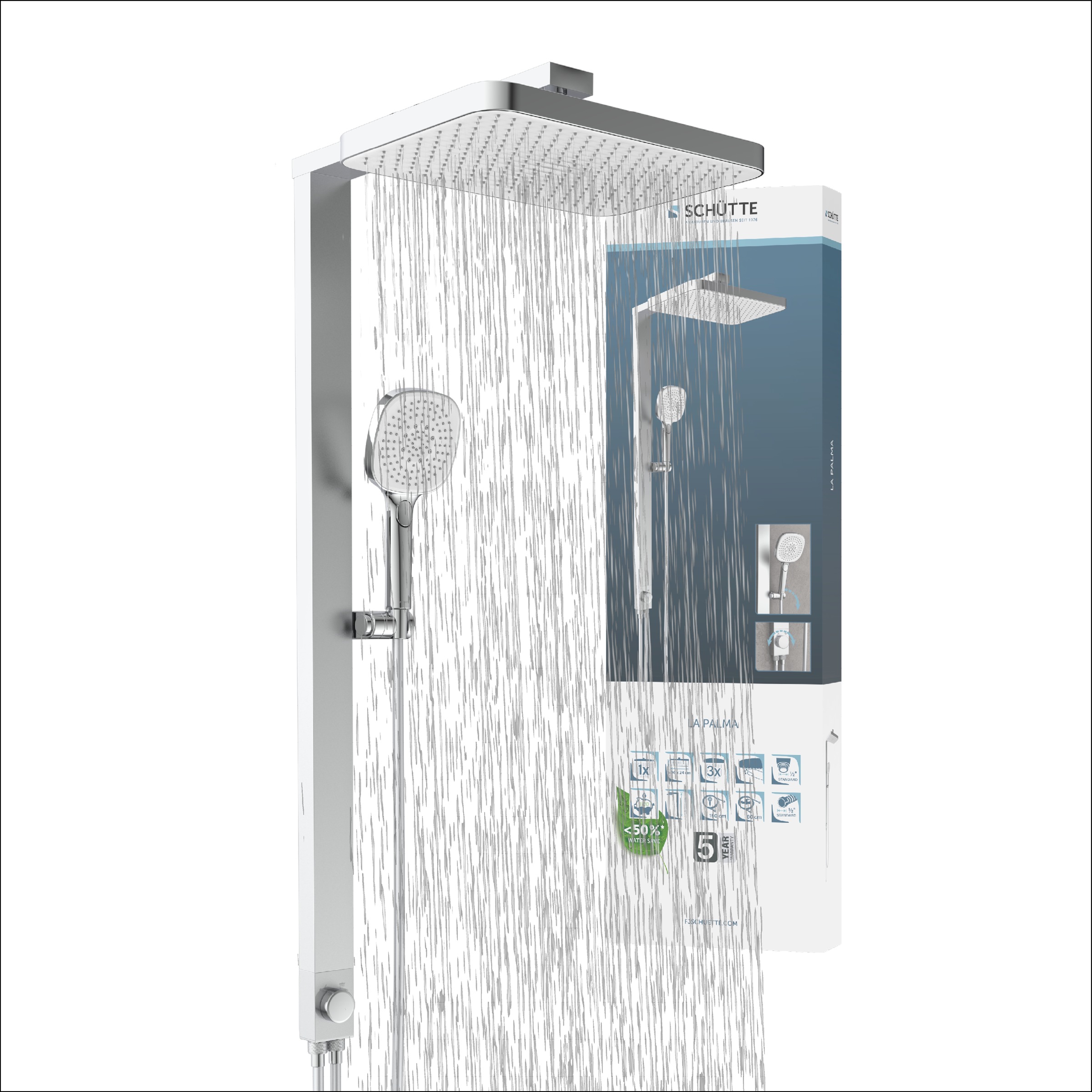 Schütte Brausegarnitur "LA PALMA" Komplett-Set, Regendusche, mit Antikalk-Beschichtung, wassersparend