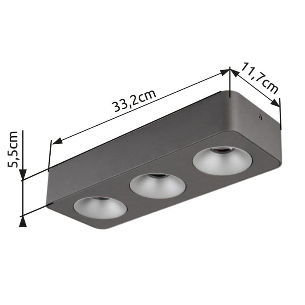 GLOBO LIGHTING LED Deckenstrahler »HANGARAU«, Leuchtmittel LED-Modul | LED fest integriert, Spot/grau/3000K/Flur/Wohnbereich/LxBxH: 1800x85x185mm