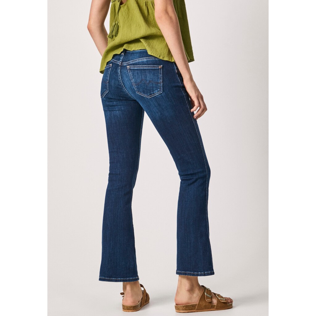 Damenmode Jeans Pepe Jeans Bootcut-Jeans »NEW PIMLICO«, mit ausgestelltem Beinverlauf in elastischem Stretch-Denim dark-blue