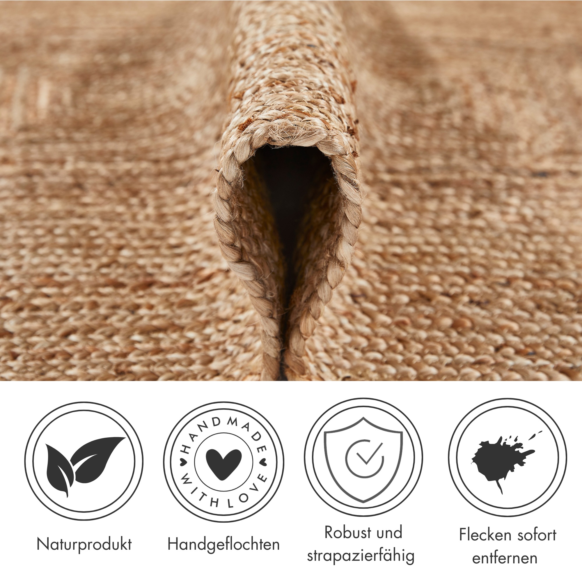 LUXOR living Teppich »Salo«, rechteckig, 6 mm Höhe, Juteteppich, handgeflochten, Flecht Design, 100% Naturfaser