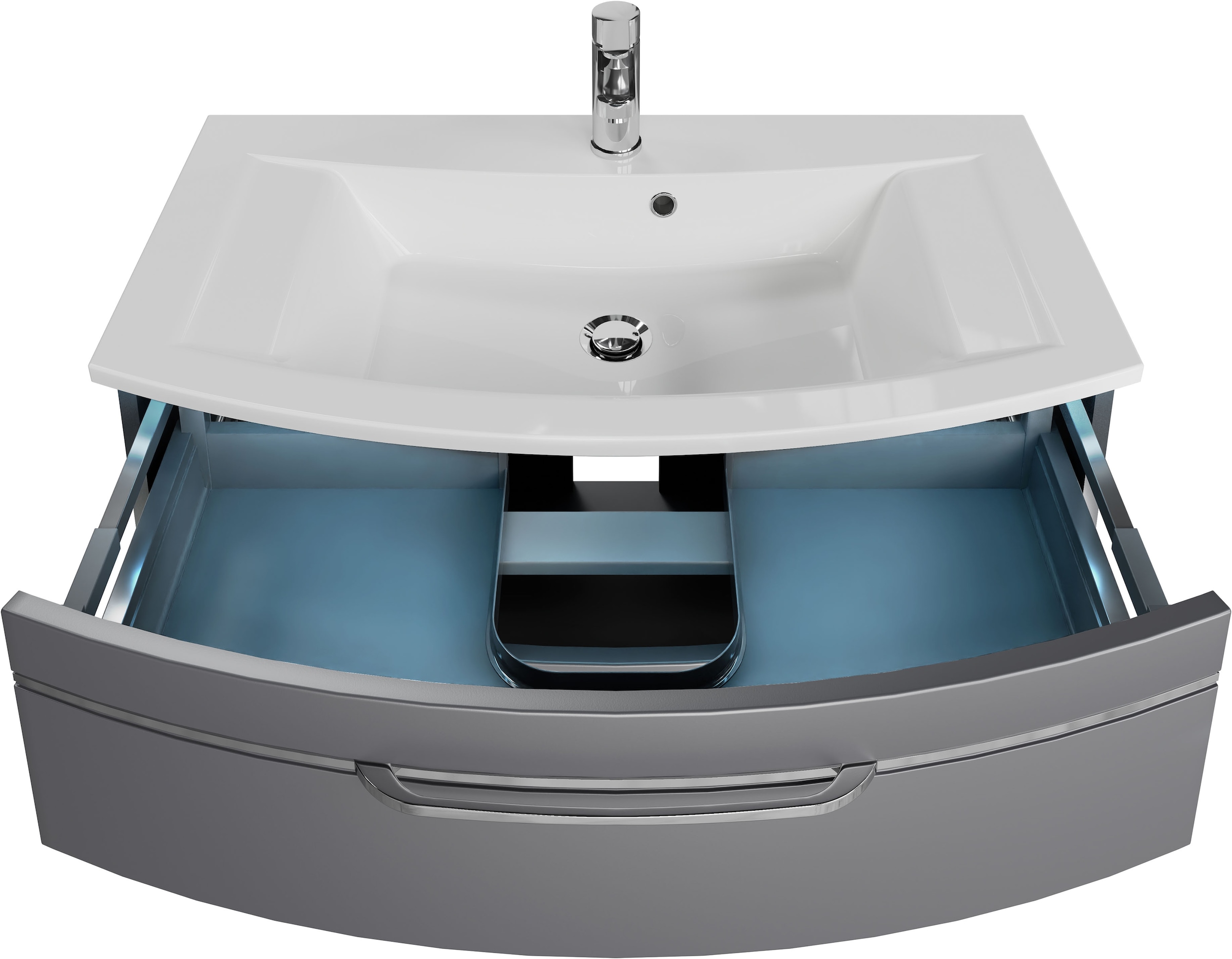 Saphir Badmöbel-Set »Serie 7045 2-teilig Mineralmarmor-Waschtisch mit LED-Spiegelschrank«, (Set, 2 St.), Badezimmer-Set 93,2 cm breit, inkl. Türdämpfer, 3 Türen, 2 Schubladen