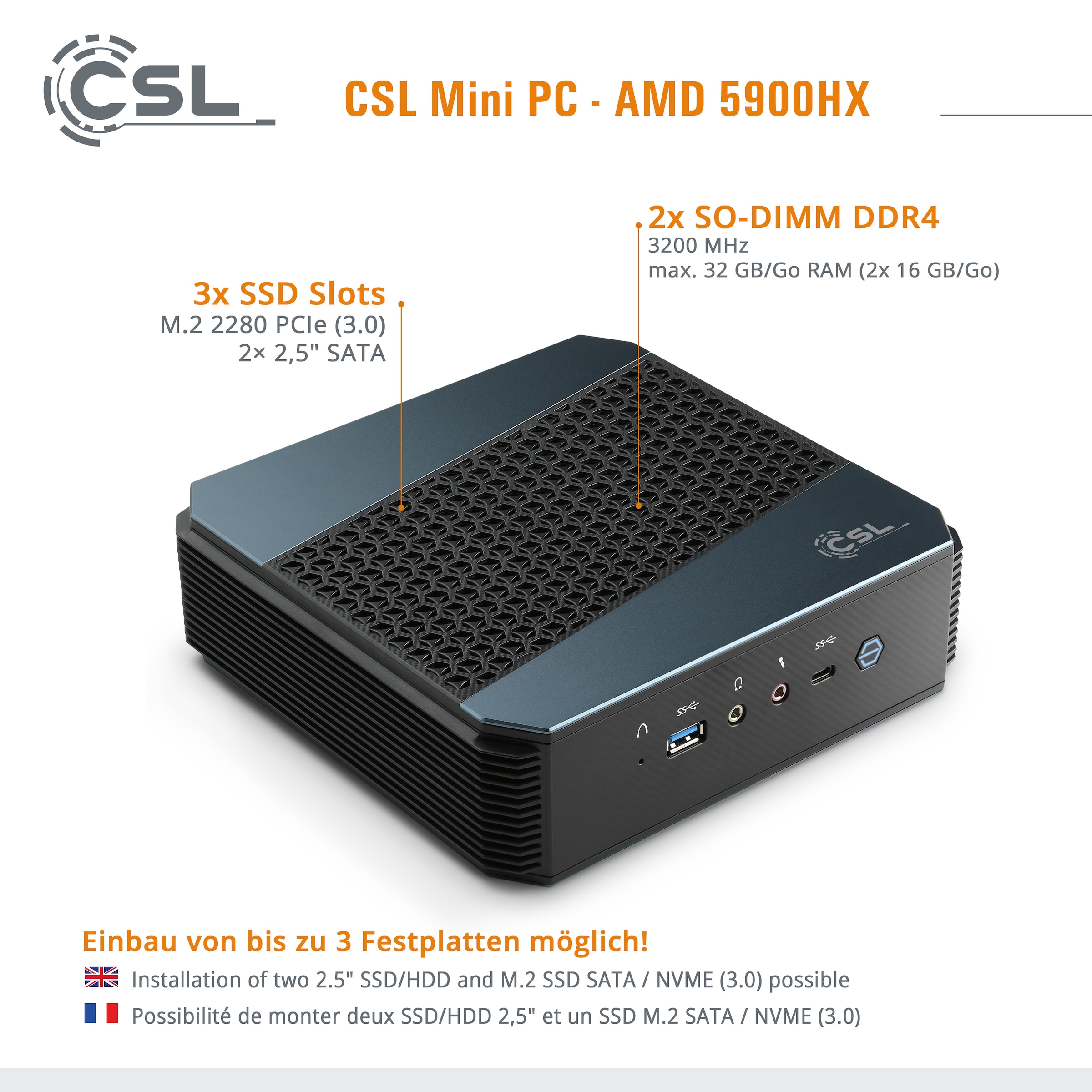 CSL Gaming-PC »AMD 5900HX / 16GB / 2000 GB M.2 SSD / Windo 11 Pro«