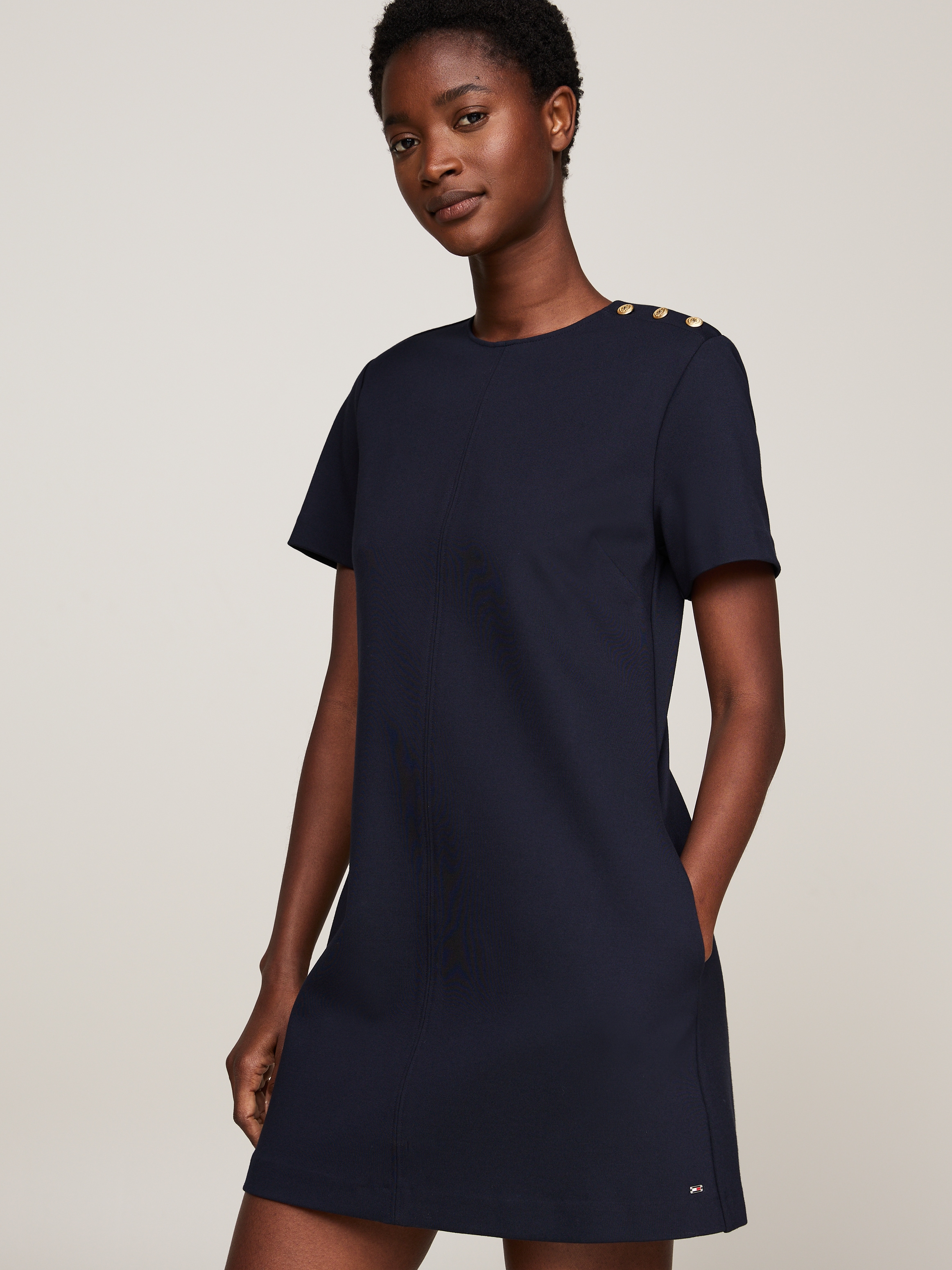 Tommy Hilfiger Blusenkleid "PUNTO S/S SHORT SHIFT DRESS", mit Kurzarm