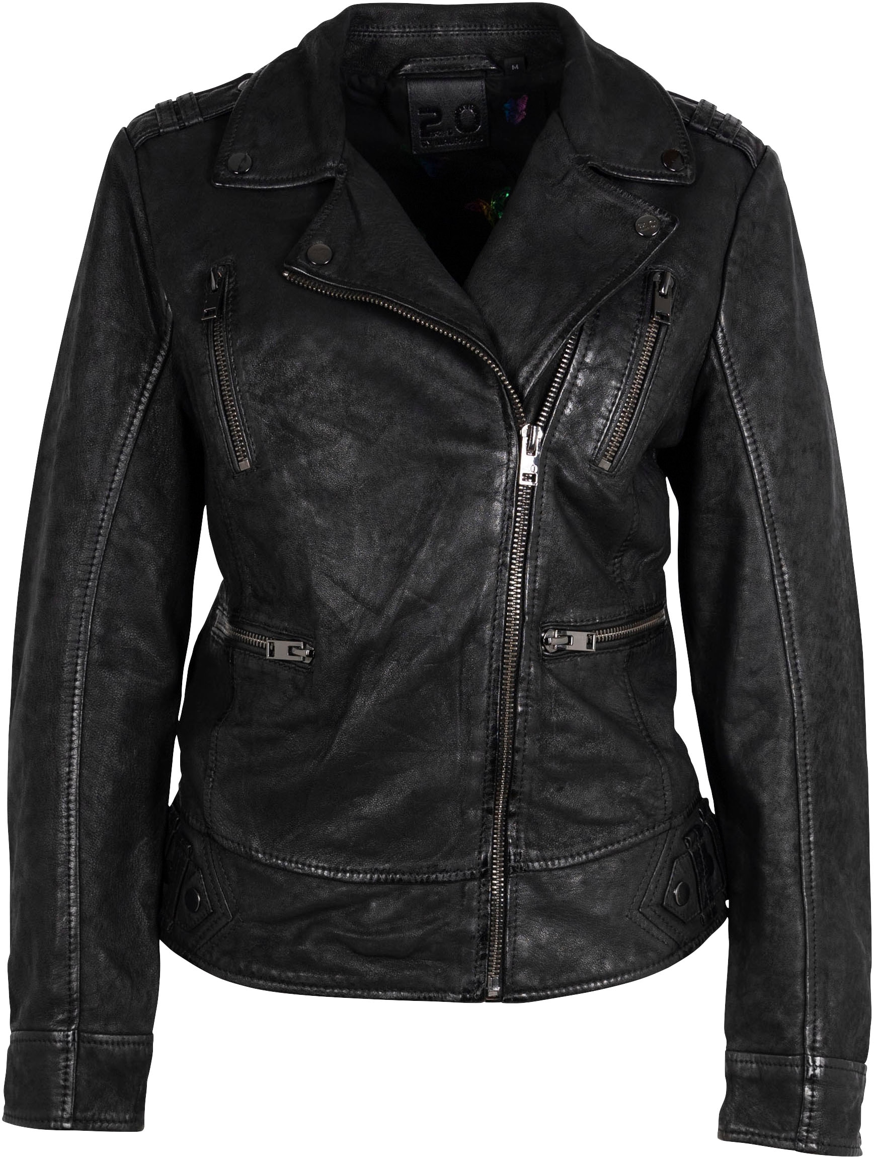 Mauritius Lederjacke »2Wtashi«, mit Schulterklappen, mit Nieten, mit Zipper-Taschen