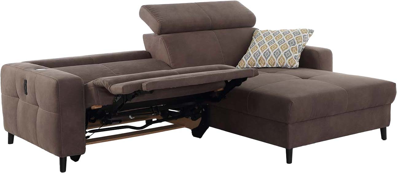 Jockenhöfer Gruppe Ecksofa »Doppio L-Form mit elektromotorischer Relaxfunktion und«, induktiver Lademöglichkeit + USB-A Ladeport, verstellbare Kopfstützen