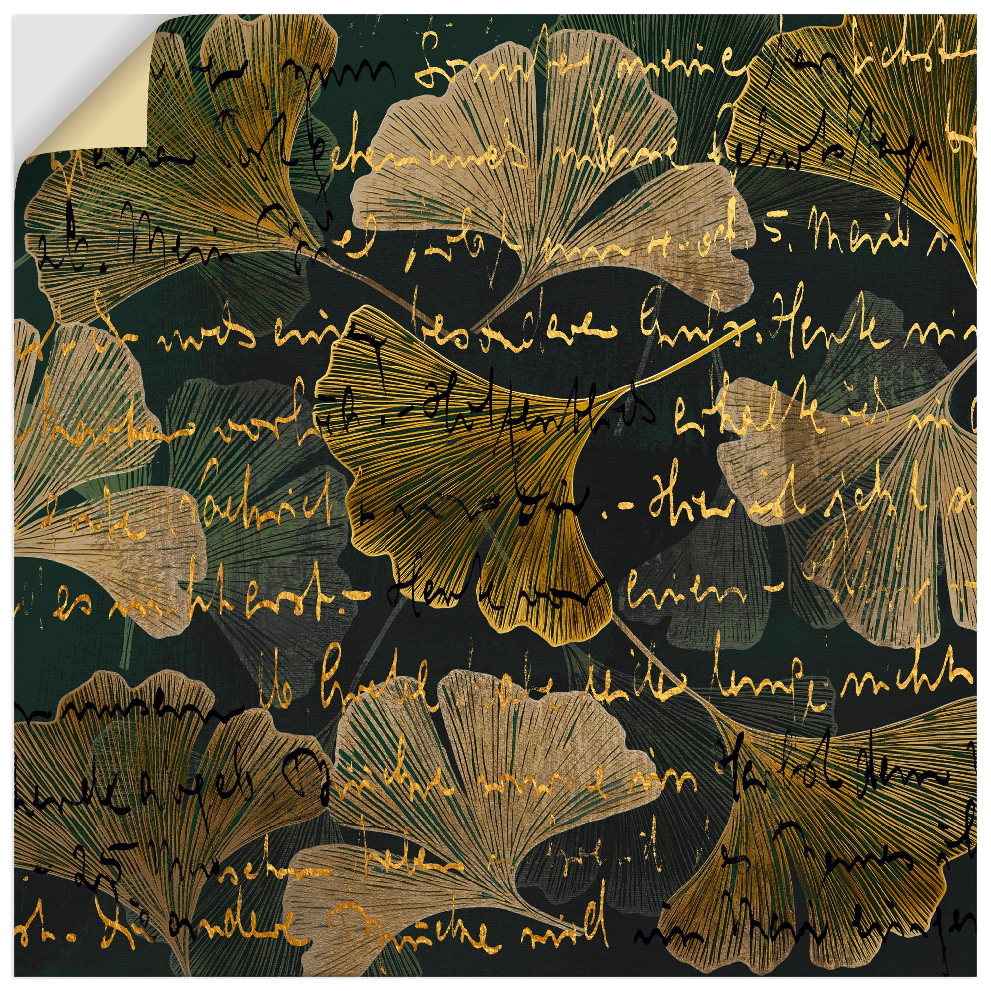 Wandbild ARTLAND "Ginko", farbe bild(er): gold, B:100cm H:100cm, Bilder, als Alubild, Leinwandbild, Poster, Wandaufkleber in verschied. Größen