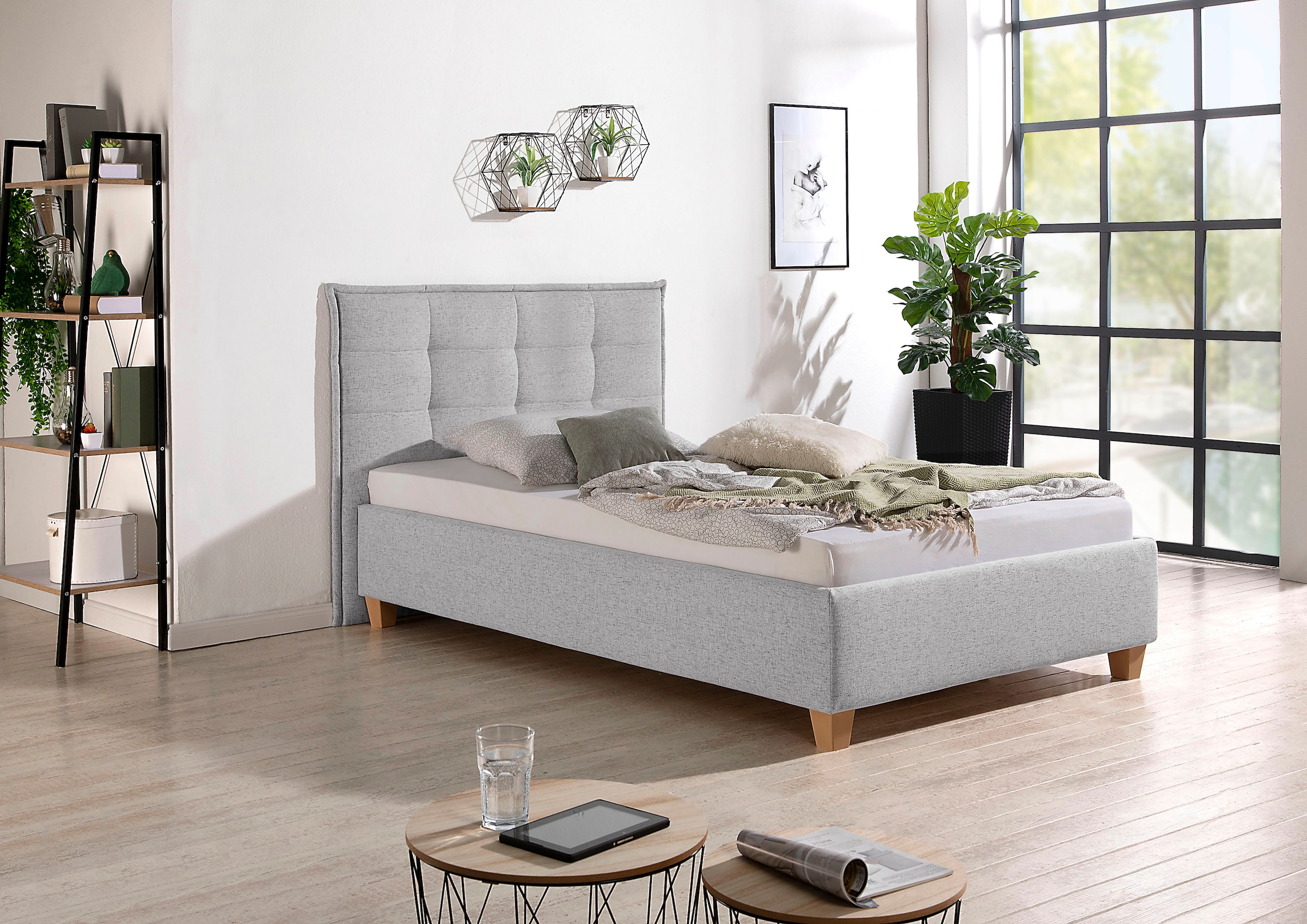 Polsterbett MAINTAL, grau, B:138cm L:213cm, Betten, Polsterbett ohne Bettkasten Polsterbett, inklusive Bettkasten