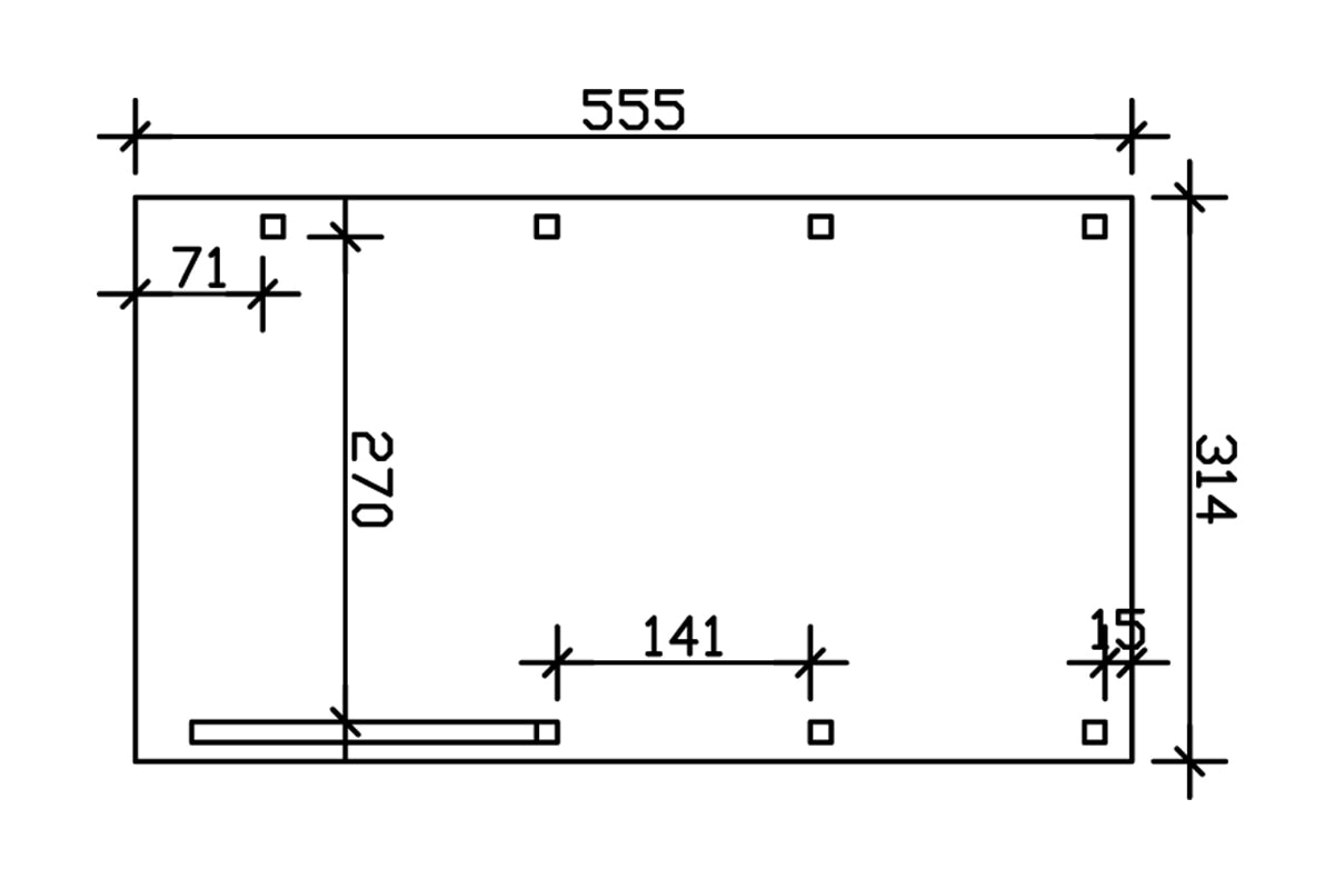 Skanholz Einzelcarport »Friesland Set 5«, Fichtenholz, 270 cm, dunkelgrau