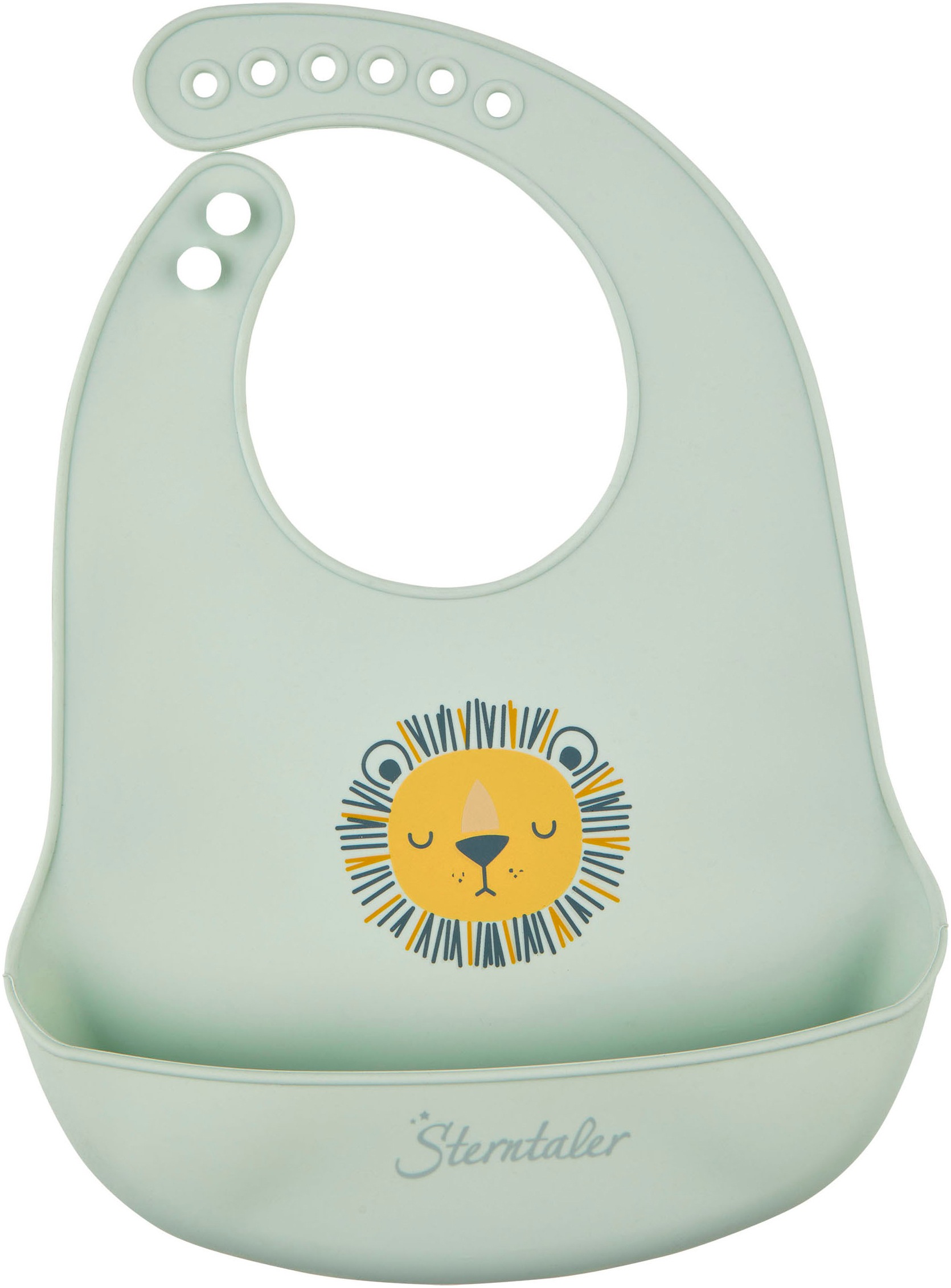 STERNTALER Baby Lätzchen "Silikonlätzchen Löwe Leo", grün, Silikon, Lätzchen