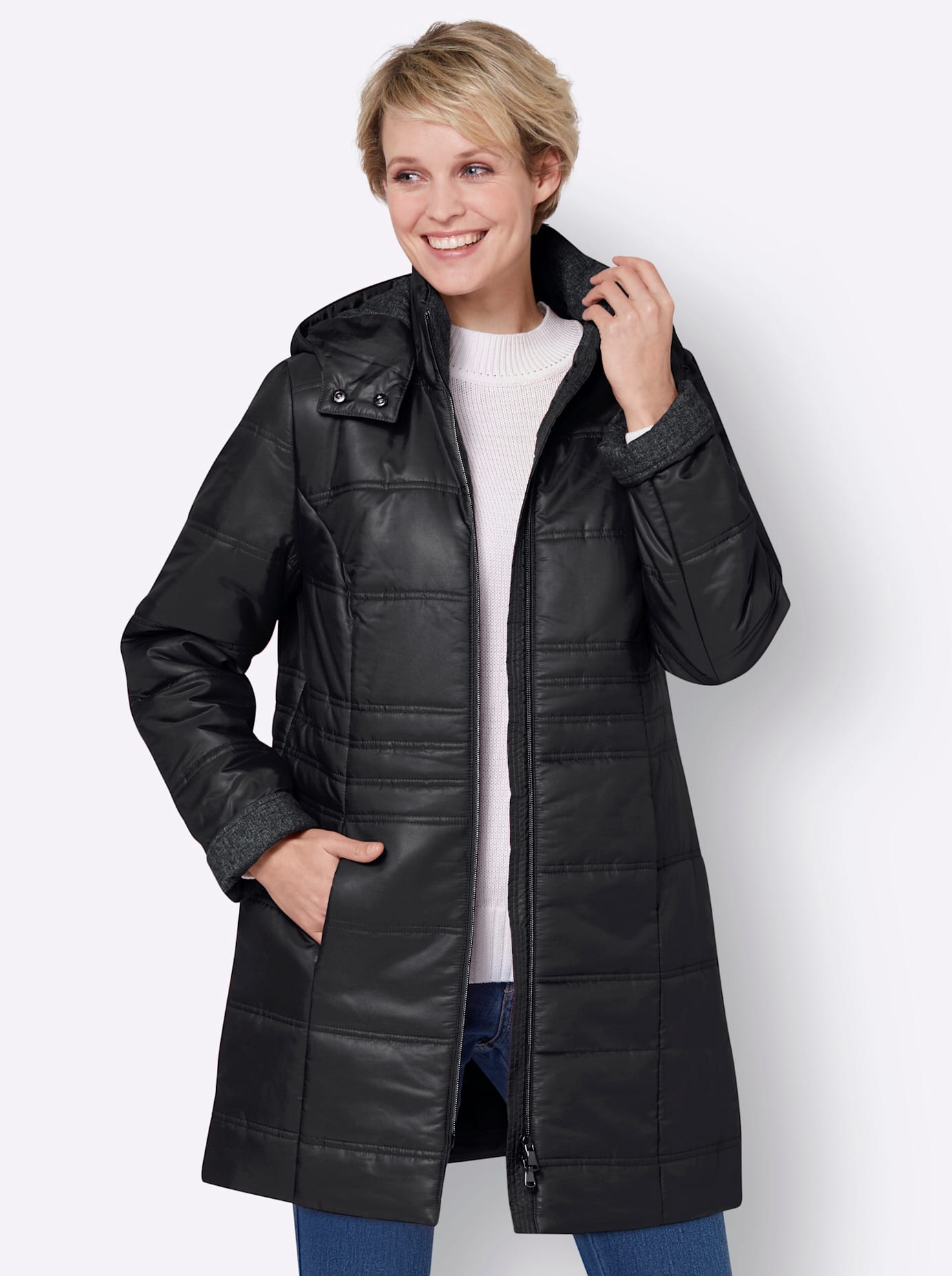 Classic Basics Langjacke, mit Kapuze