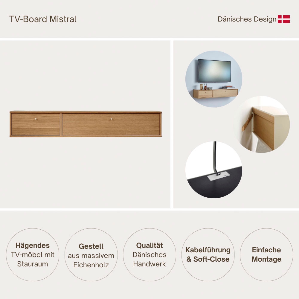 Hammel Furniture TV-Board »Mistral Fernsehschrank, Medienmöbel, Hängend,« Schublade und Klapptür, Lowboard, B: 133 cm