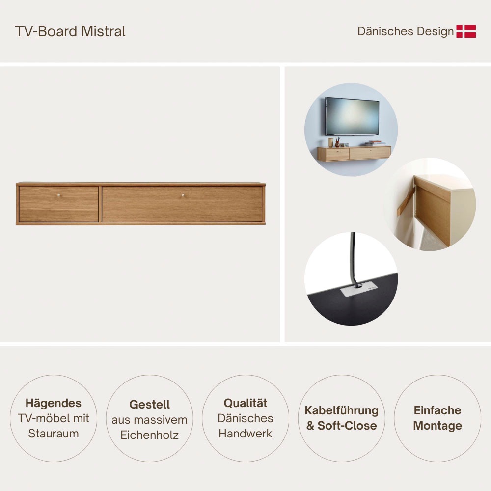 Thumbnail - Hammel Furniture TV-Board "Mistral Fernsehschrank, Medienmöbel, Hängend," Schublade und Klapptür, Lowboard, B: 133 cm
