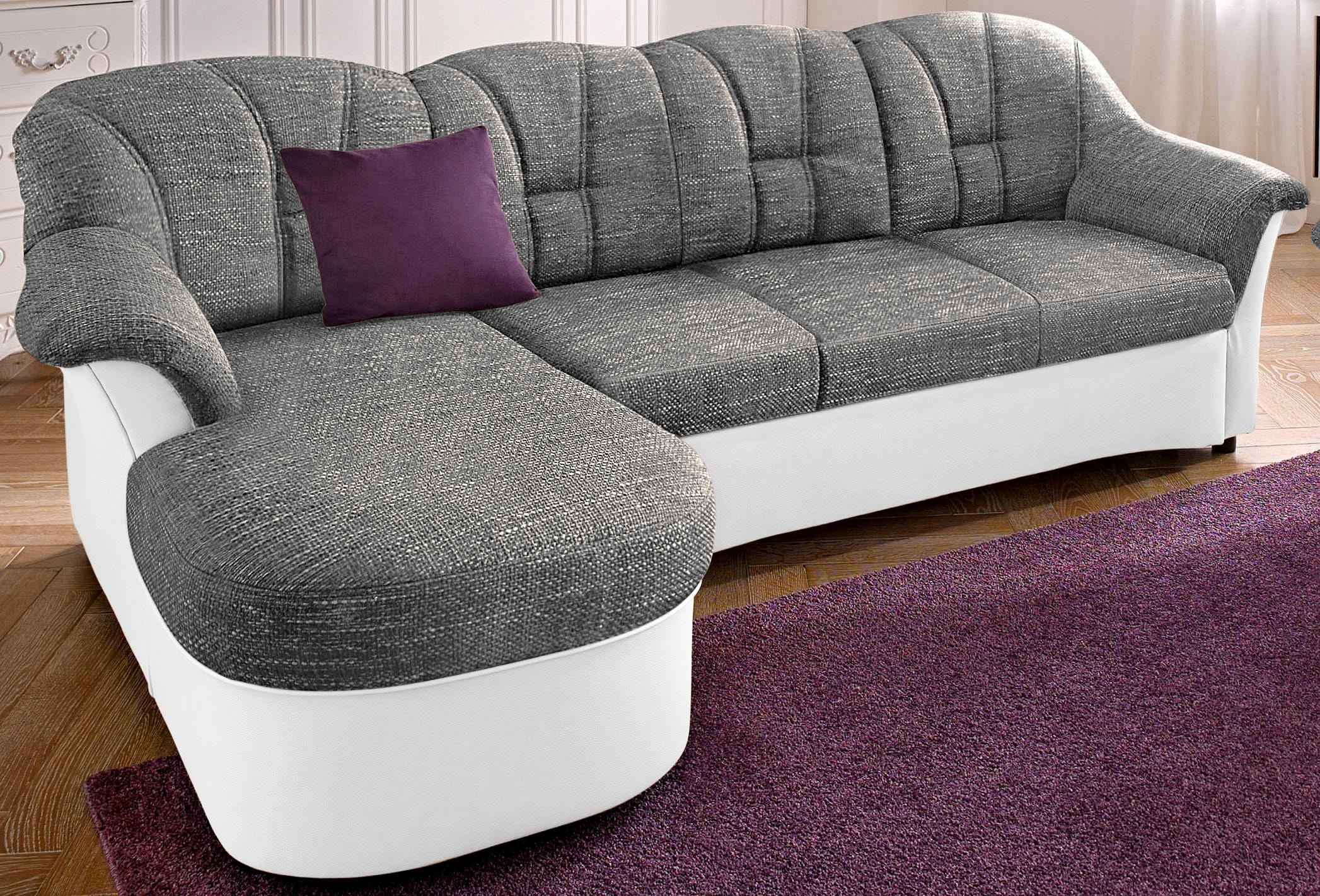 DOMO collection Ecksofa »Flores Schlafsofa, B/T/H: 233/142/86 cm, L-Form«, wahlweise mit Bettfunktion, wahlweise mit Federkern, auch in Leder