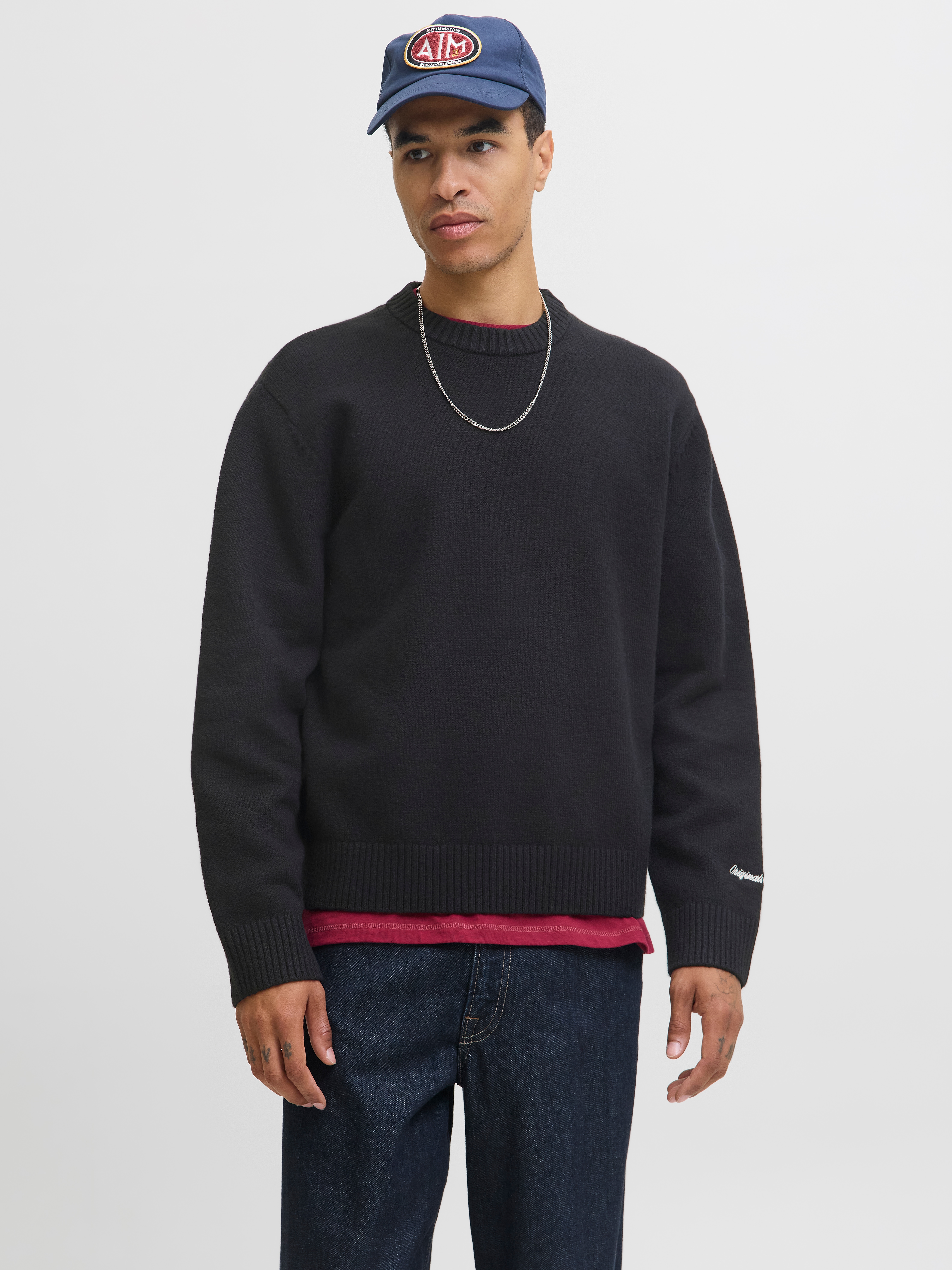 Jack & Jones Rundhalspullover "JORNORREBRO KNIT CREW NECK SN" Baumwollmischung, locker geschnitten