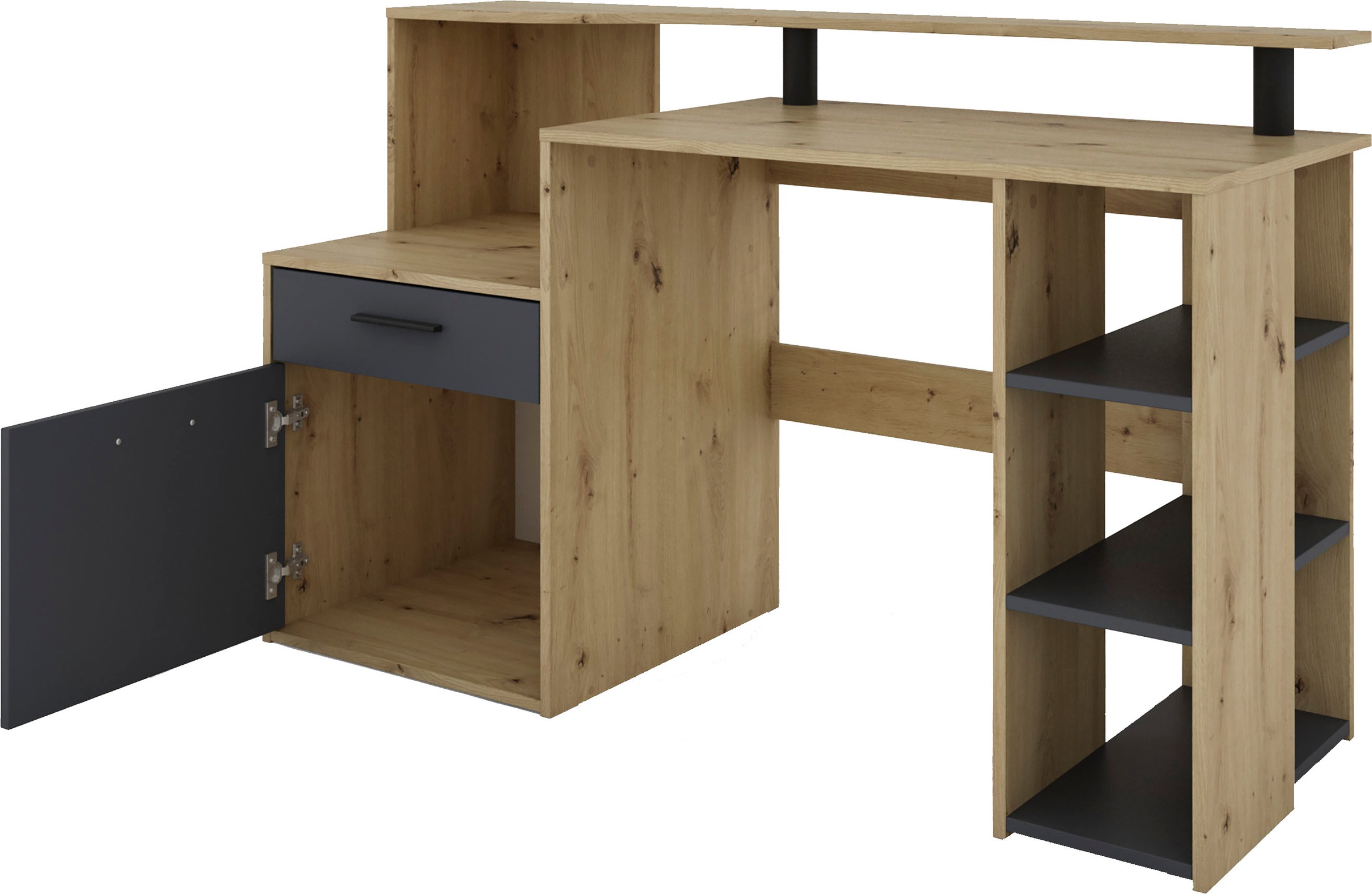 byLIVING Schreibtisch »Louise«, Breite 140 cm, Regal-Schreibtisch mit viel Stauraum
