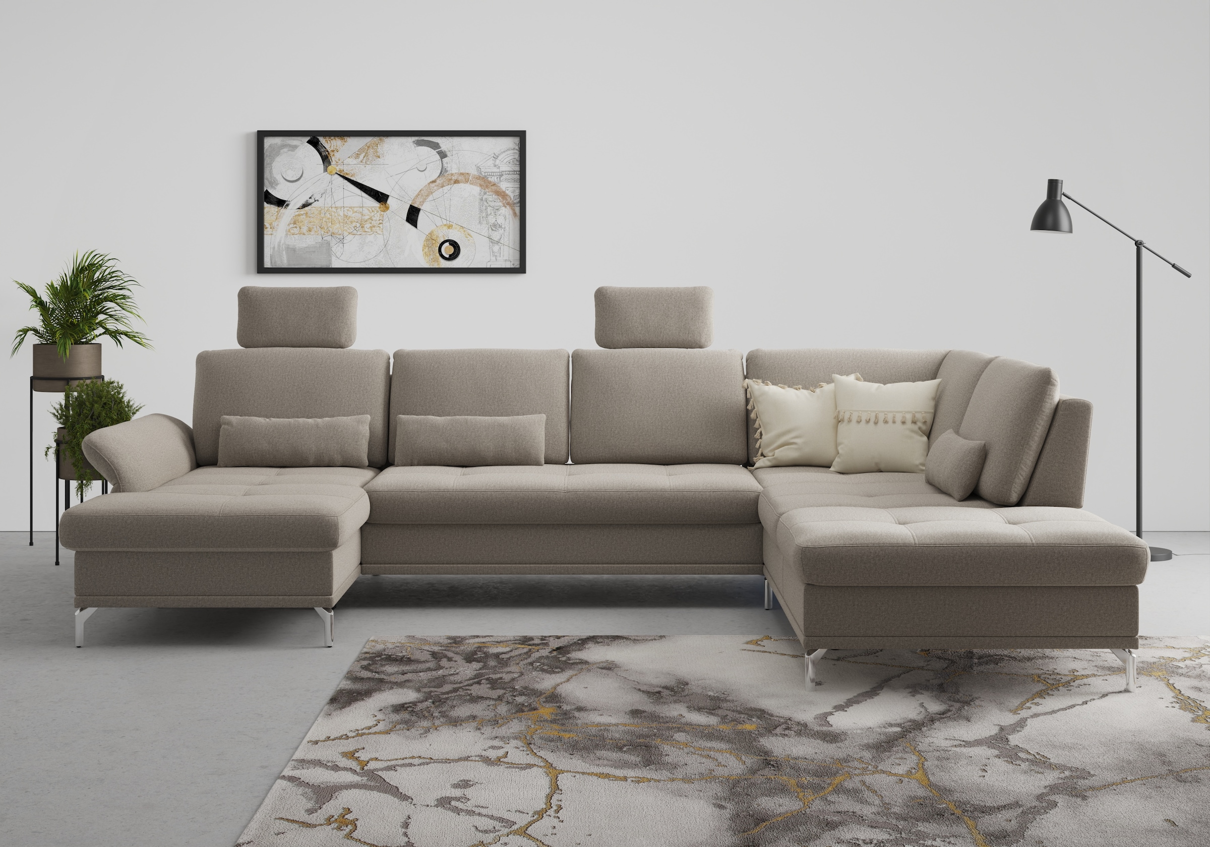 Home affaire Wohnlandschaft "Palm Beach U-Form" Federkern, mit Sitztiefenve günstig online kaufen