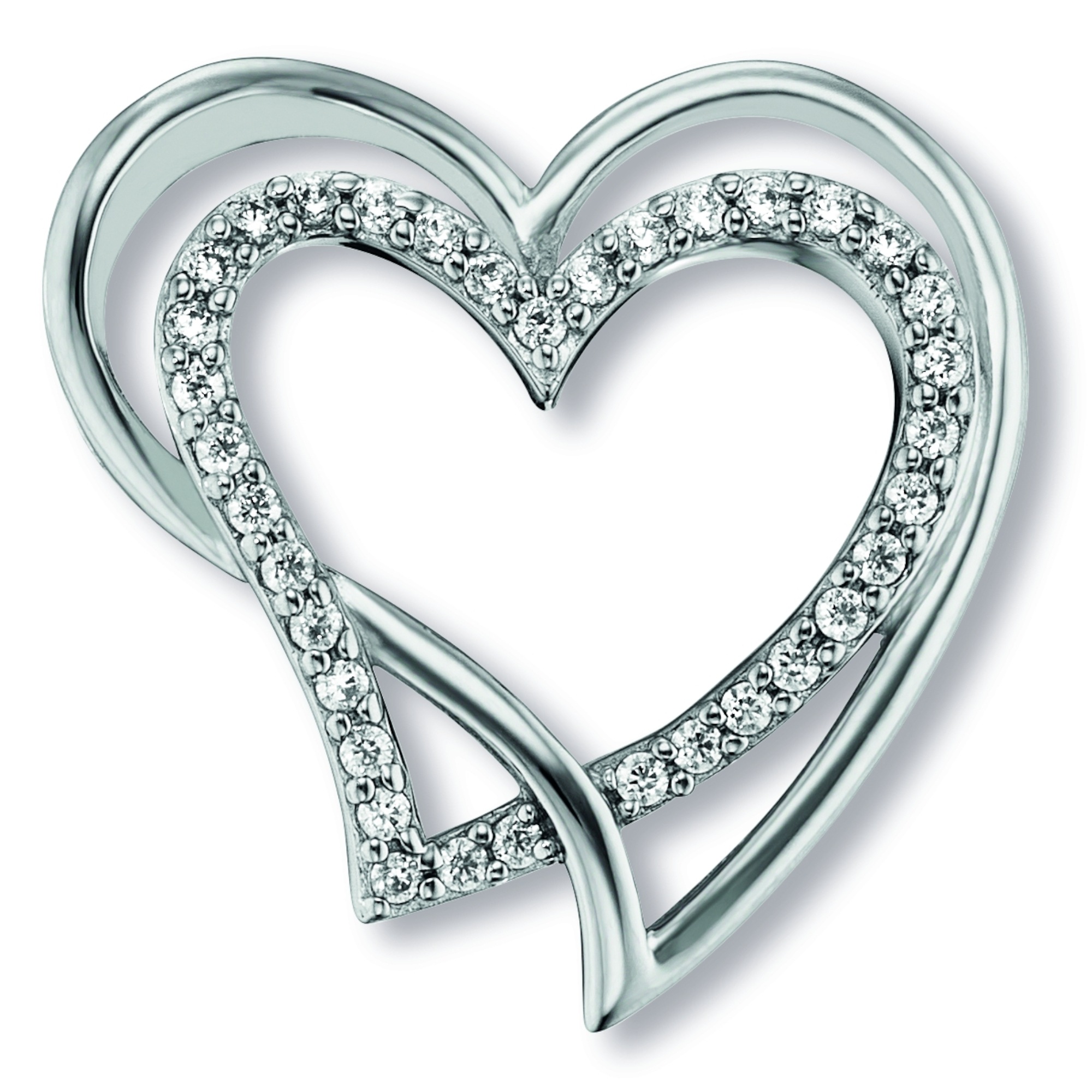 Kettenanhänger ONE ELEMENT "Zirkonia Herz Herz Anhänger aus 925 Silber", silber, Schmuckanhänger, Damen, Silber 925 (Sterlingsilber), Kettenanhänger, Ein Geschenk von Herzen – zart, elegant & voller Symbolik