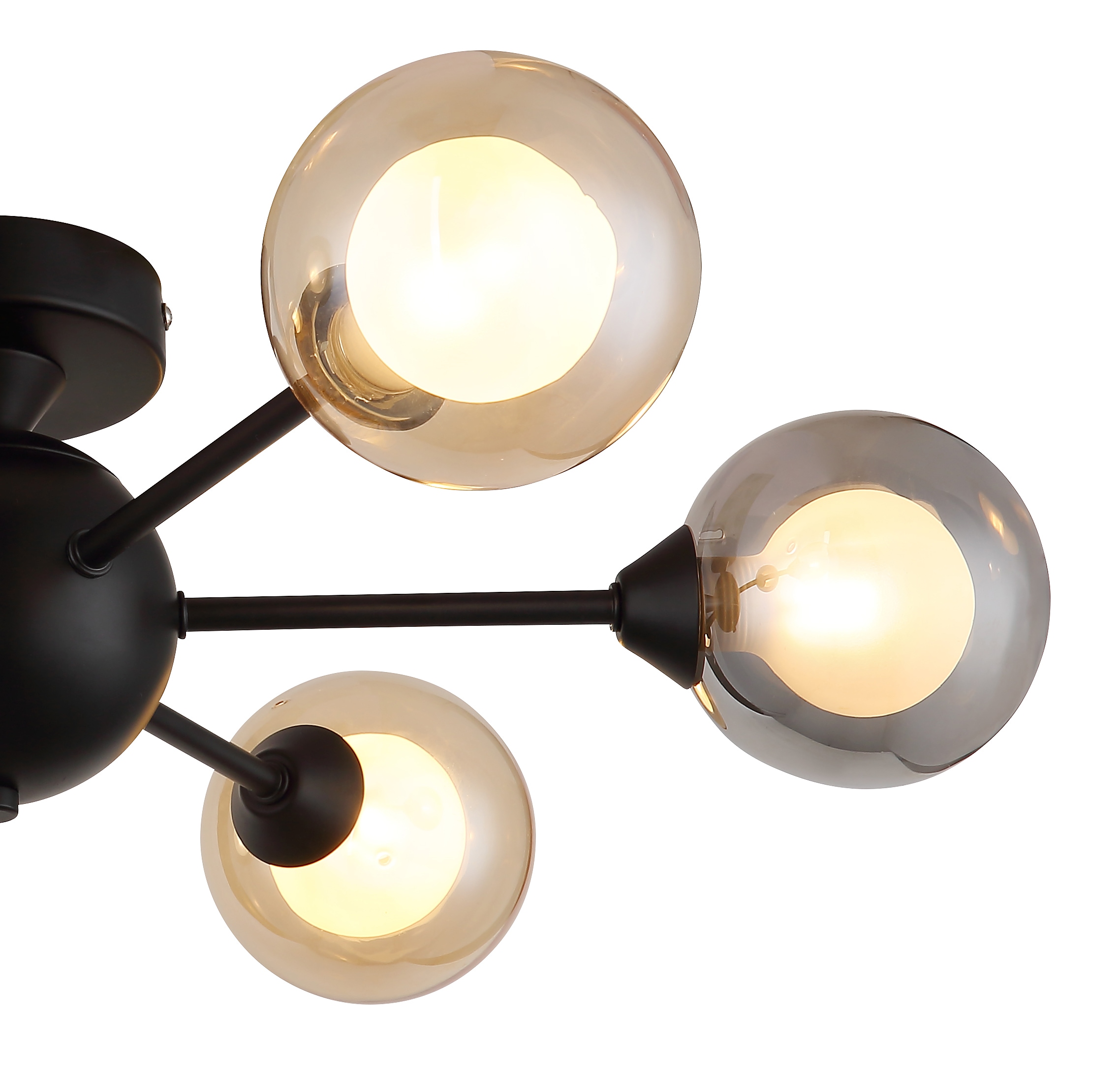 GLOBO LIGHTING Deckenleuchte »ROLAND« G9 1 Stk. Deckenleuchte Schwarz, Glaskugeln Rauch/Amber, G9 LED