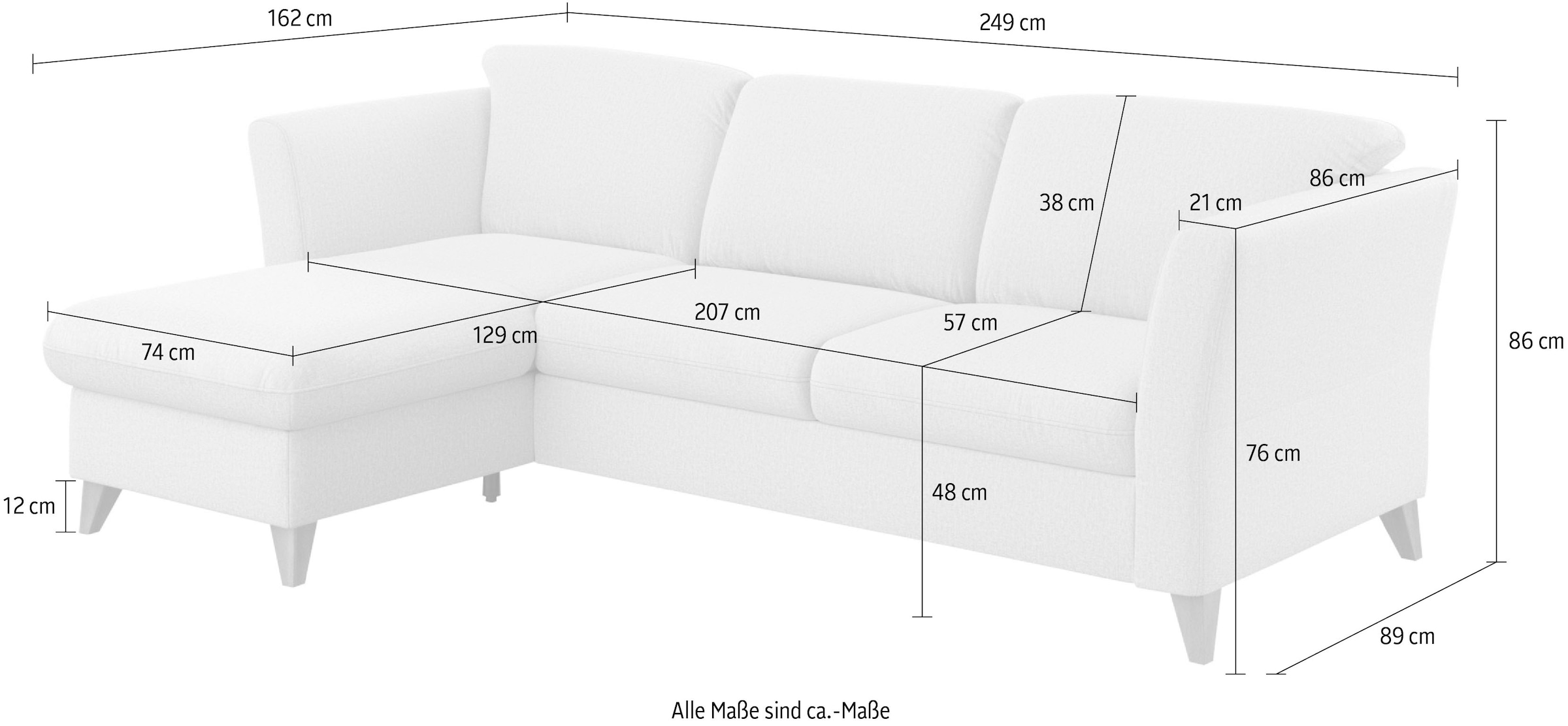 Home affaire Ecksofa »Trelleborg L-Form«, Federkern-Polsterung, wahlweise mit Bettfunktion und Bettkasten