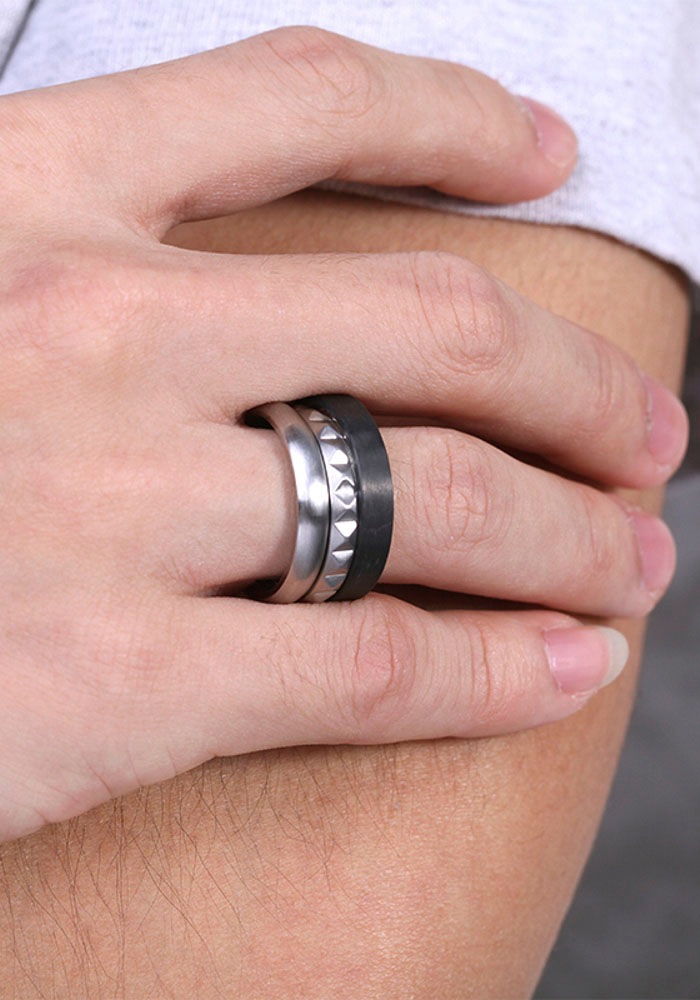 Kingka Ring-Set »Pyramide, SR6226SBK5,6,7,8«, (Set, 3 tlg.), aus Edelstahl  + Carbon ▷ bestellen | BAUR | Fingerringe