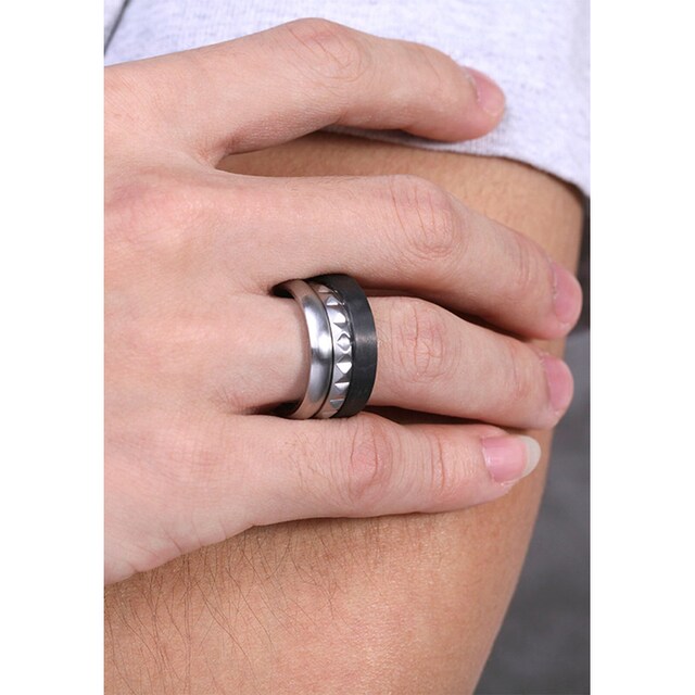 Kingka Ring-Set »Pyramide, SR6226SBK5,6,7,8«, (Set, 3 tlg.), aus Edelstahl  + Carbon ▷ bestellen | BAUR