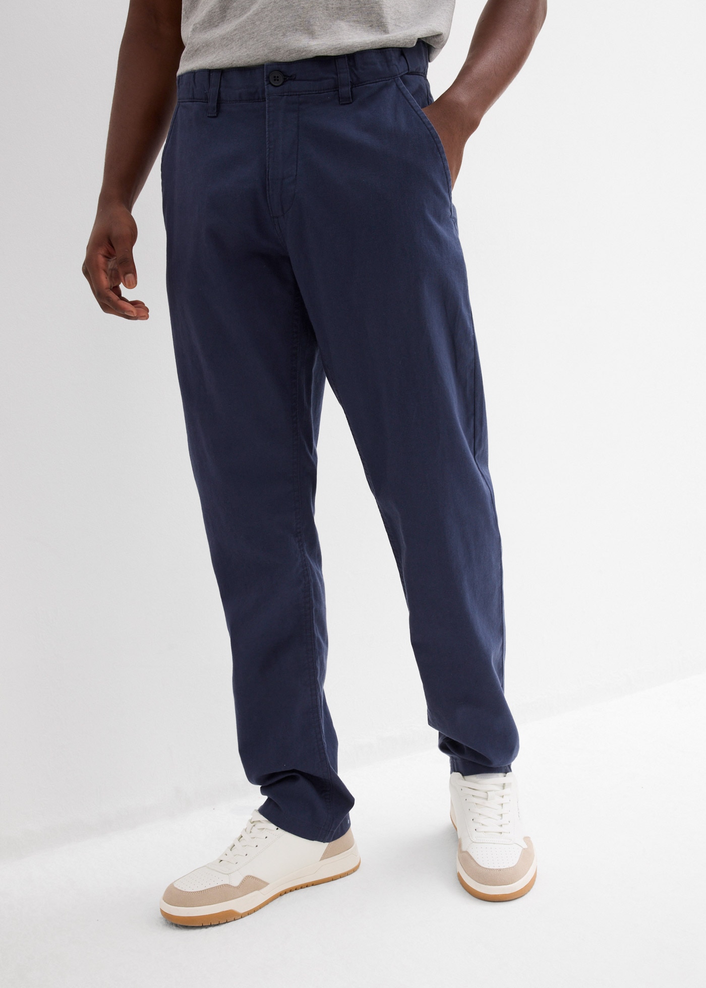 bonprix aus Leinen und Baumwolle, Regular Fit, im Chino-Stil