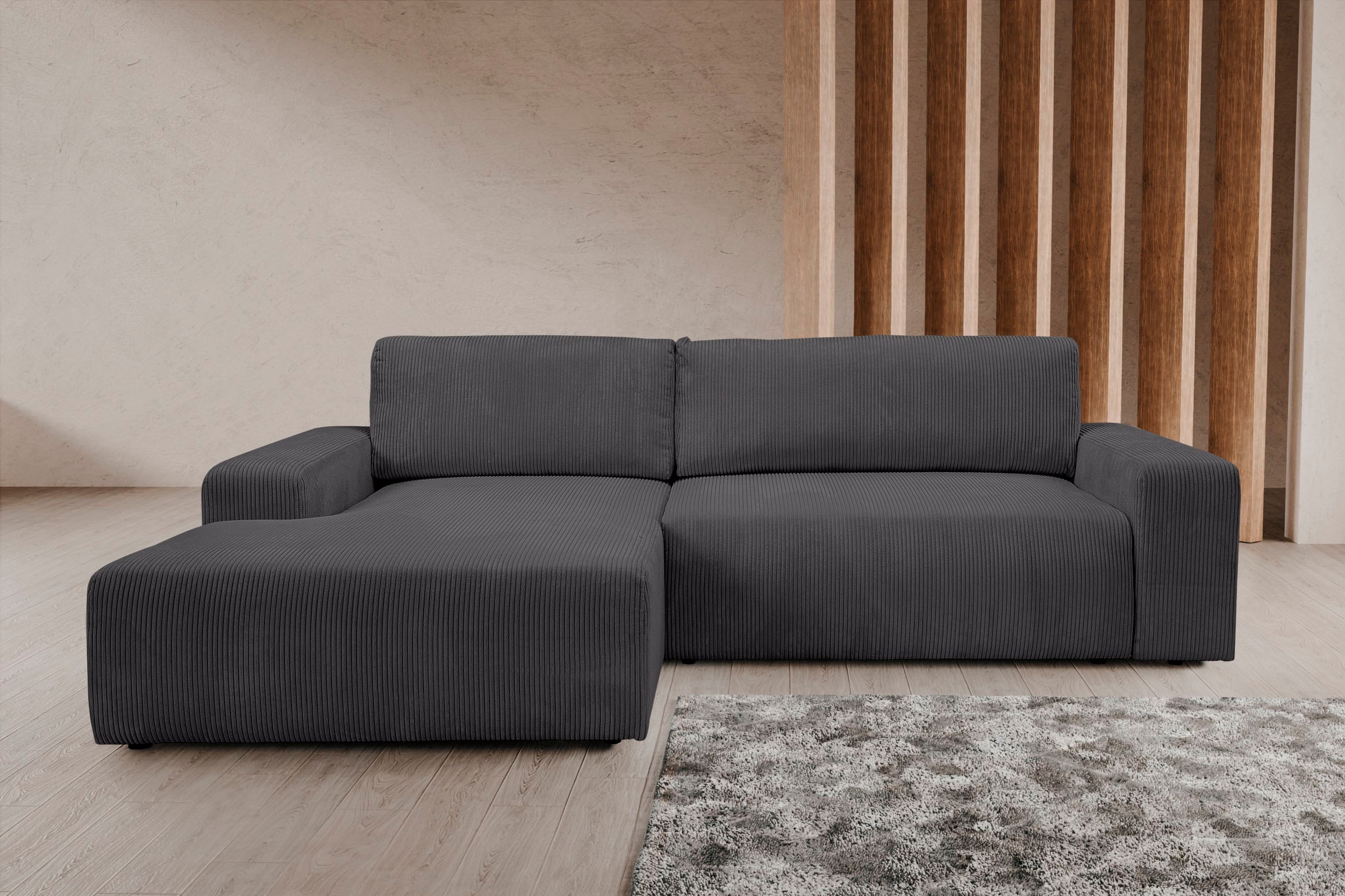 WERK2 Ecksofa "Hugo-L L-Form", Design Ecksofa in Cord mit Schlaffunktion & günstig online kaufen