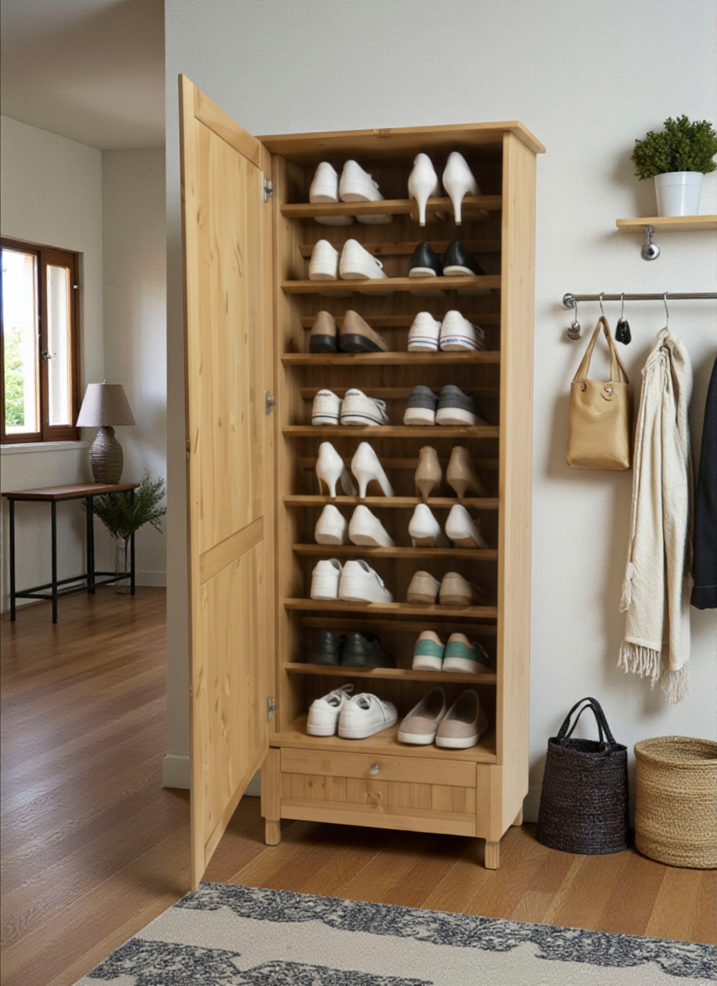 Home affaire Schuhschrank »Juventus« 1 Stk. tlg. aus massiver Kiefer, Breite  67cm , Höhe 180 cm