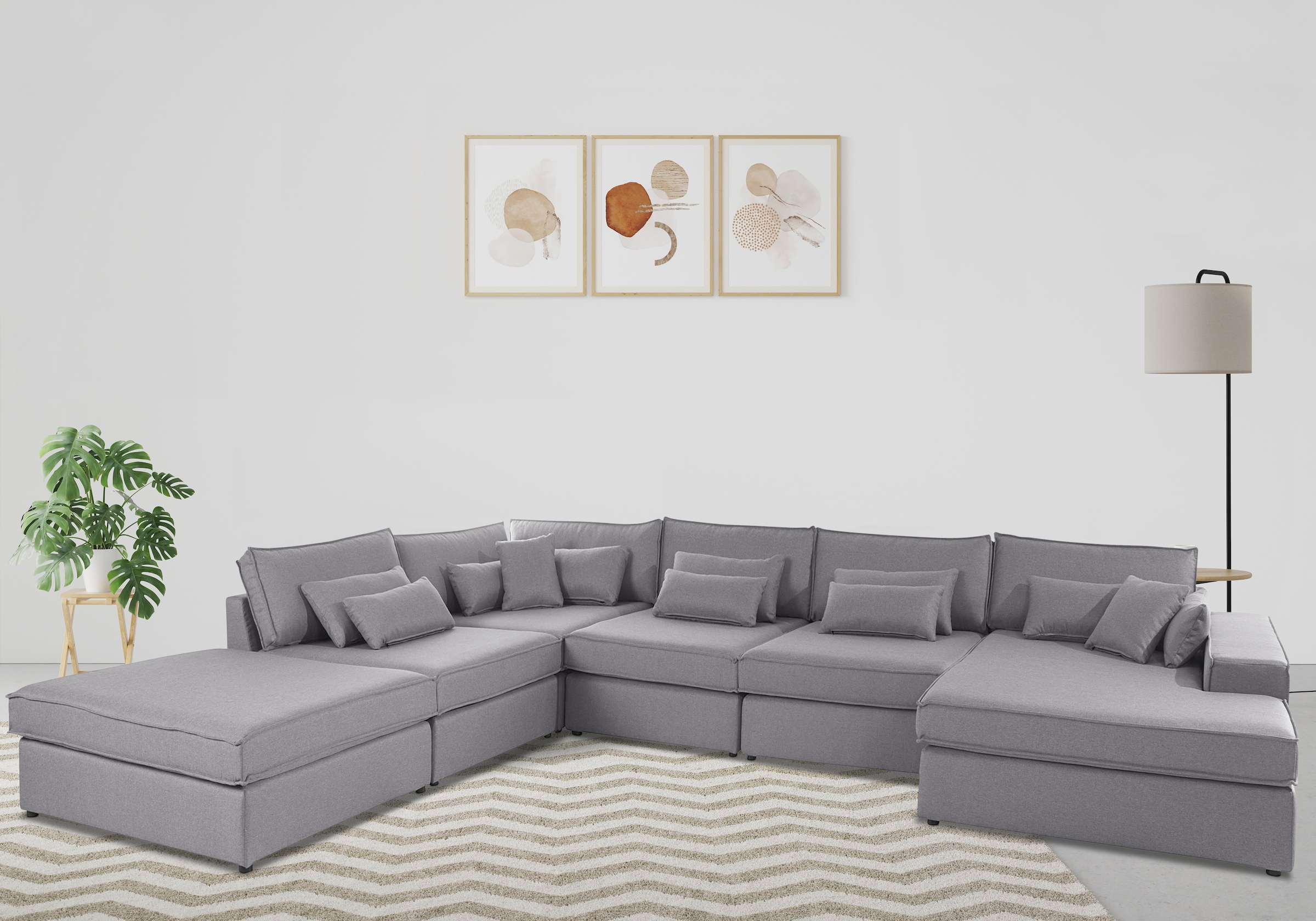 OTTO home Wohnlandschaft "Enid U-Form" 6 Teile, bestehend aus Modulen, in vielen Bezügen, auch in Breitcord