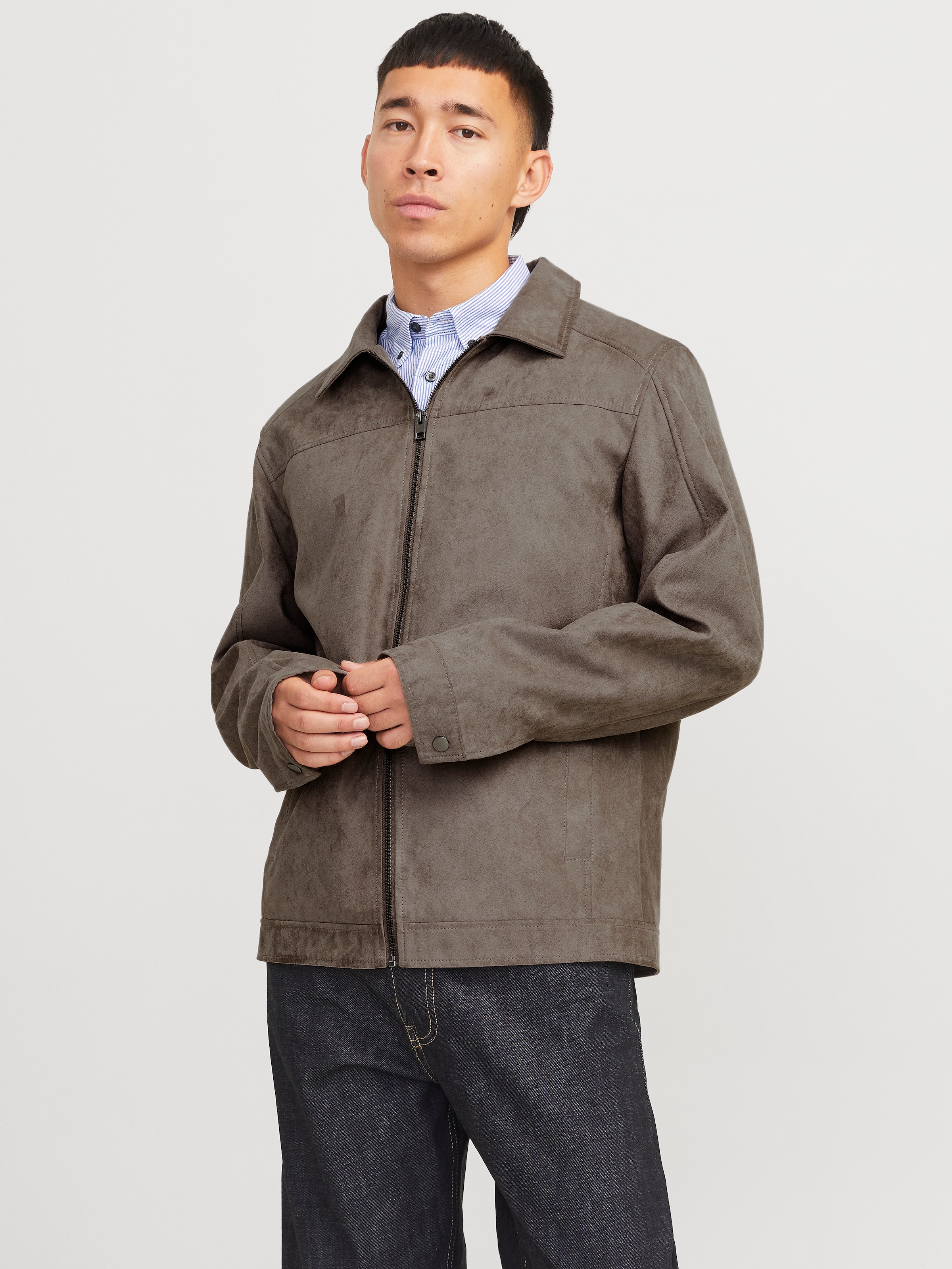 Jack & Jones Hemdjacke "JJEDYLAN SHACKET NOOS", ohne Kapuze, mit Fly-Away Kragen