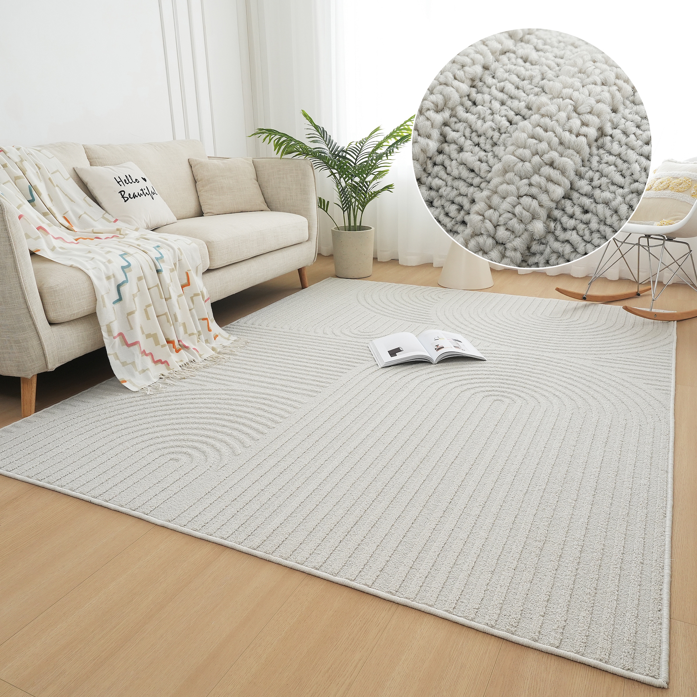 my home Teppich "Jola Hoch-Tief-Design, Scandi-Look, Zen" rechteckig 10 mm günstig online kaufen