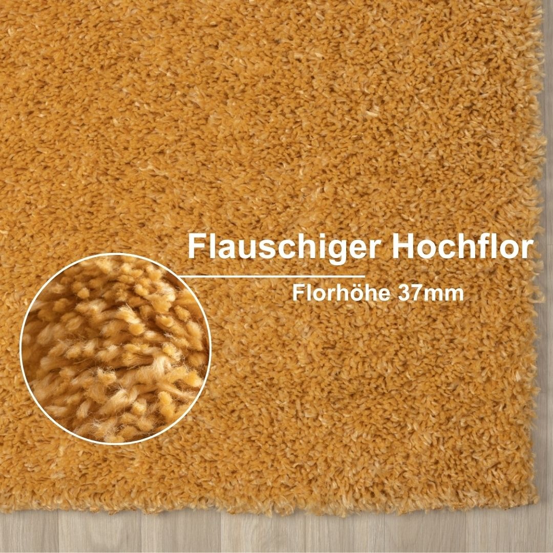 Myflair Möbel & Accessoires Hochflor-Teppich »My Shaggy«, rechteckig, 37 mm Höhe, Shaggy, Uni-Farben, leicht glänzend, Microfaser, extra flauschig