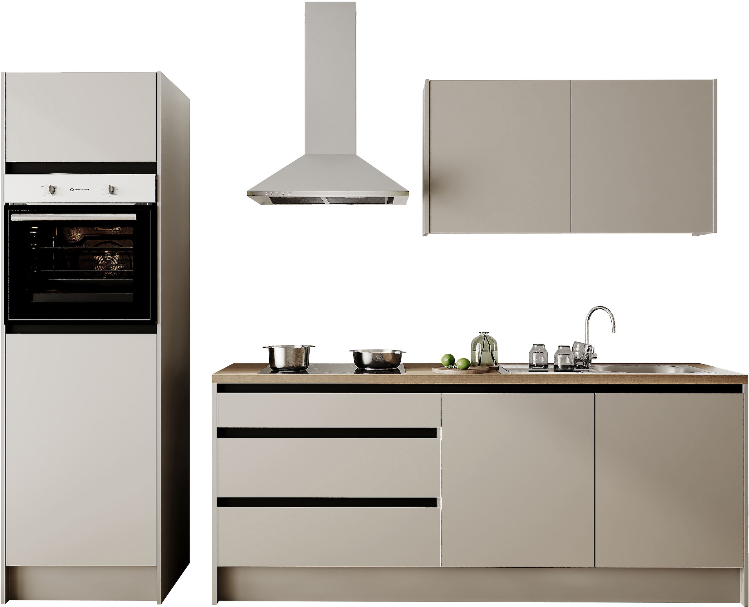 BASIC by Balculina Küchenzeile »Isis B/T/H 273x60x210 cm« Breite 273 cm, wahlweise mit E-Geräten und Induktionskochfeld