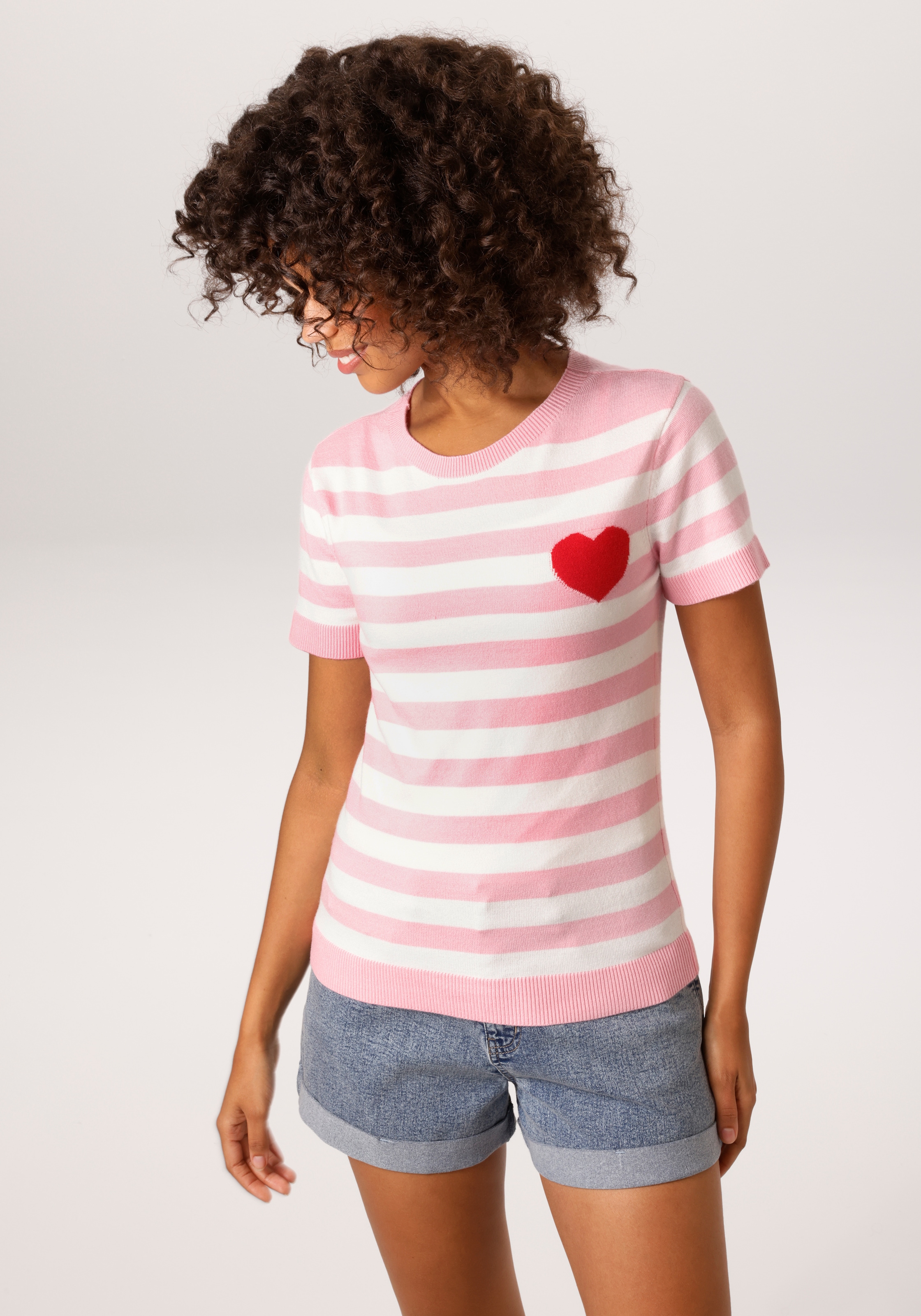 Aniston CASUAL Strickpullover, gestreift mit eingestricktem Herz - NEUE KOL günstig online kaufen