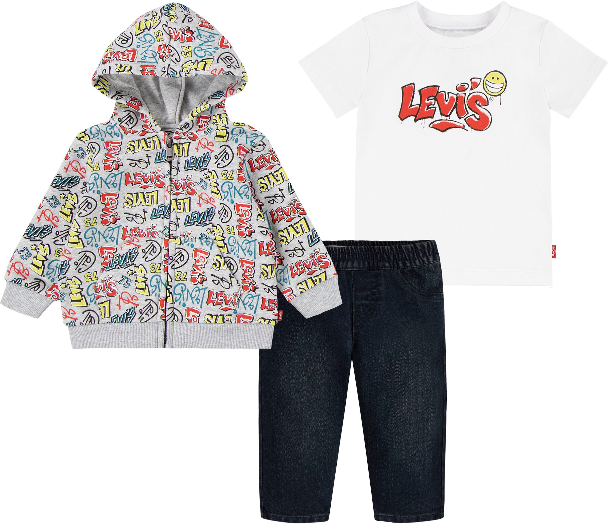 Levi's® Kids Shirt, Hose & Jäckchen »GRAFFITI TAG DENIM SET 3pc«, (Set, 3 tlg.), for Baby BOYS