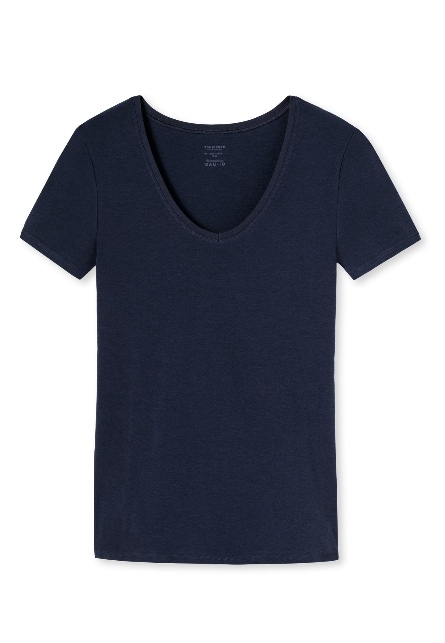 Schiesser T-Shirt »Naturschönheit« mit V-Ausschnitt, kurzem Arm, Feinripp-Qualität