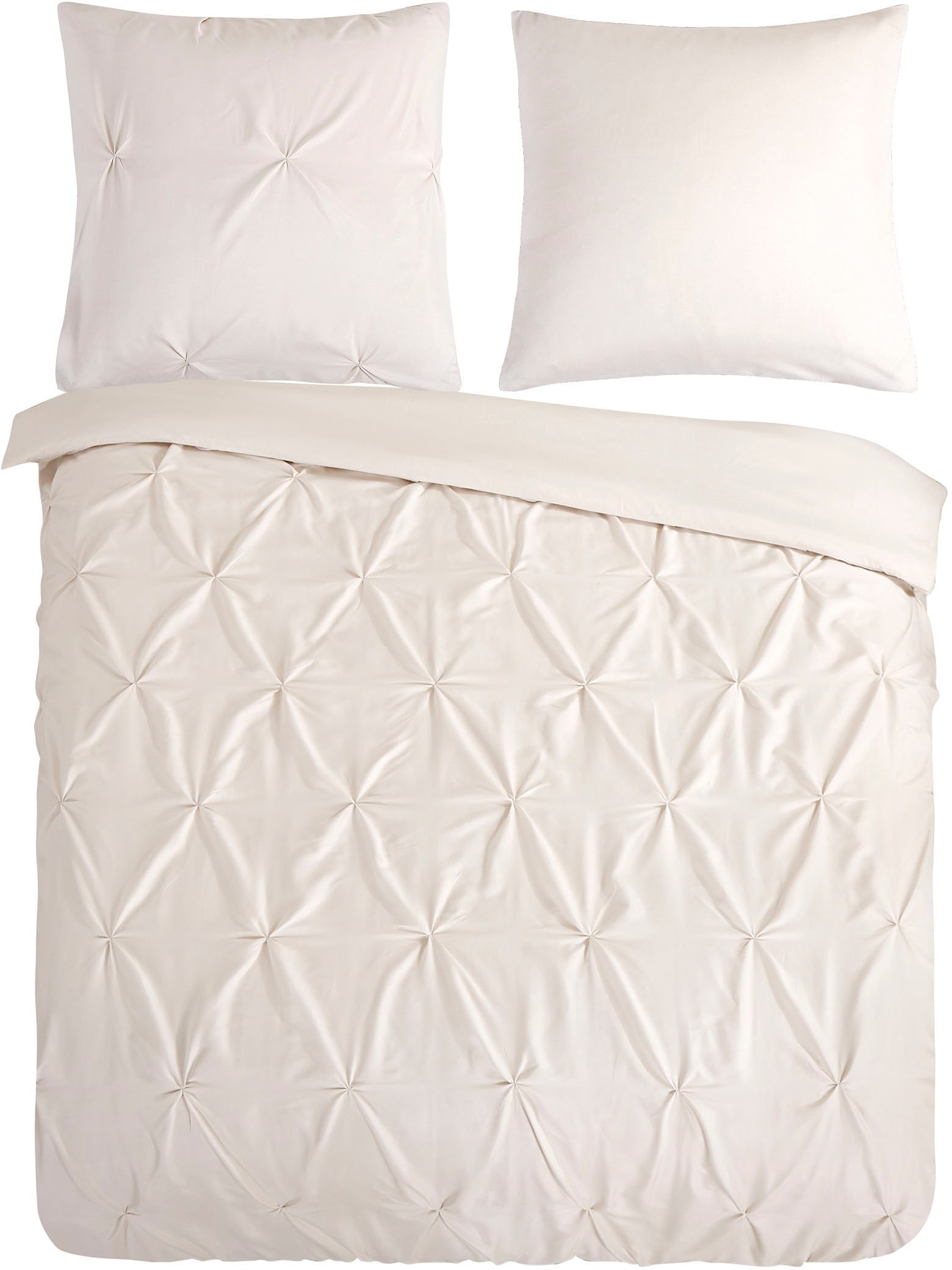 PURE luxury collection Bettwäsche »Elegance«, Mikrofaser, Uni, Stickerei, luxuriöse Falten, Reißverschluss, Grün
