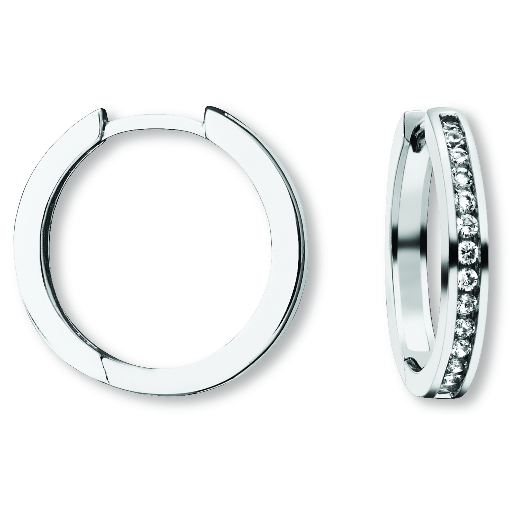 Paar Creolen ONE ELEMENT "Zirkonia Ohrringe Creolen aus 925 Silber", silber, Ohrringe, Damen, Damen,mit Zirkonia, Silber 925 (Sterlingsilber), Zartes Emblem – unaufdringlich und dennoch ausdrucksstark