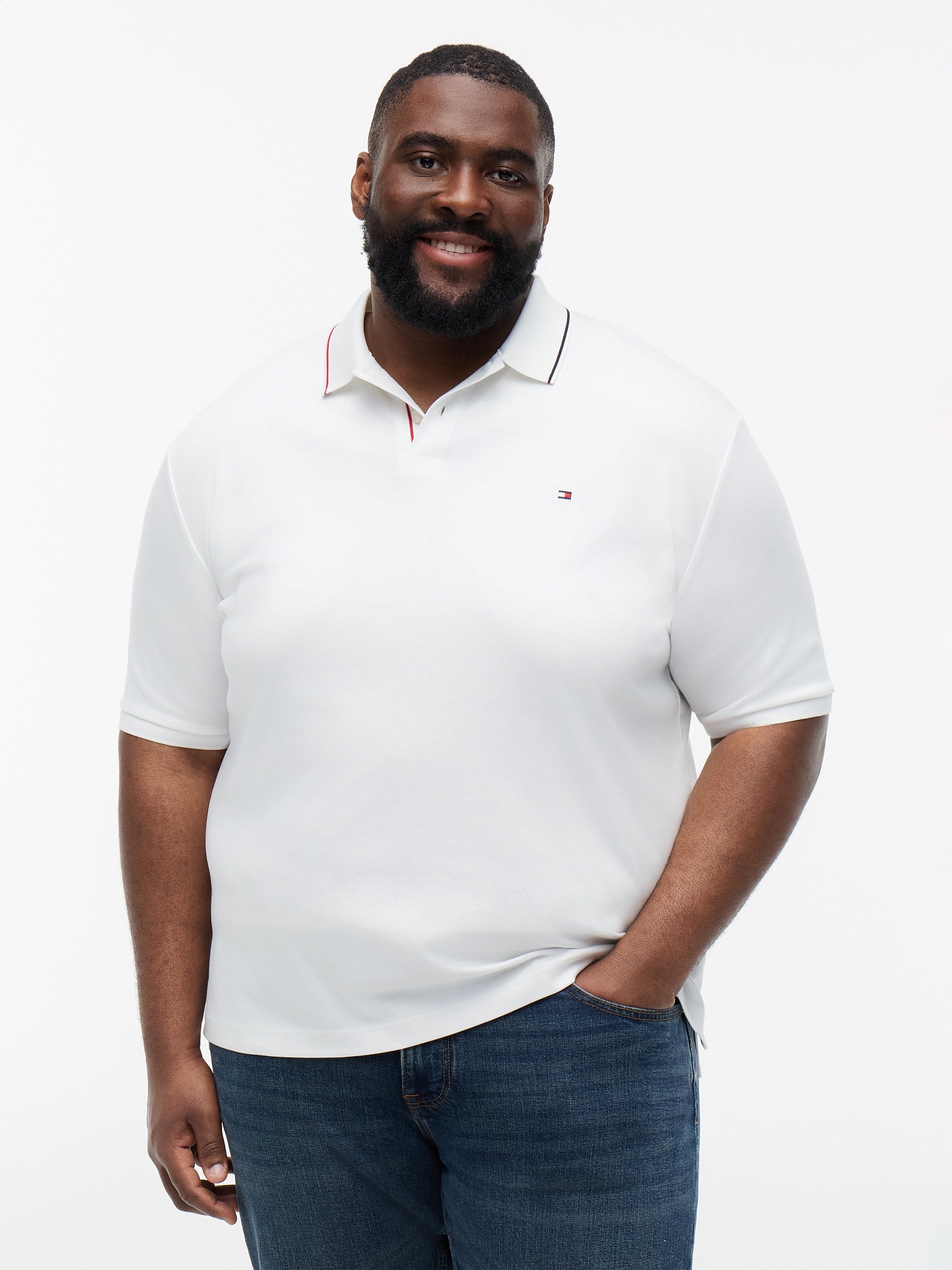 Tommy Hilfiger Big & Tall Poloshirt "BT-LIQUID COTTON TIPPED SLIM-B" aus Baumwolle