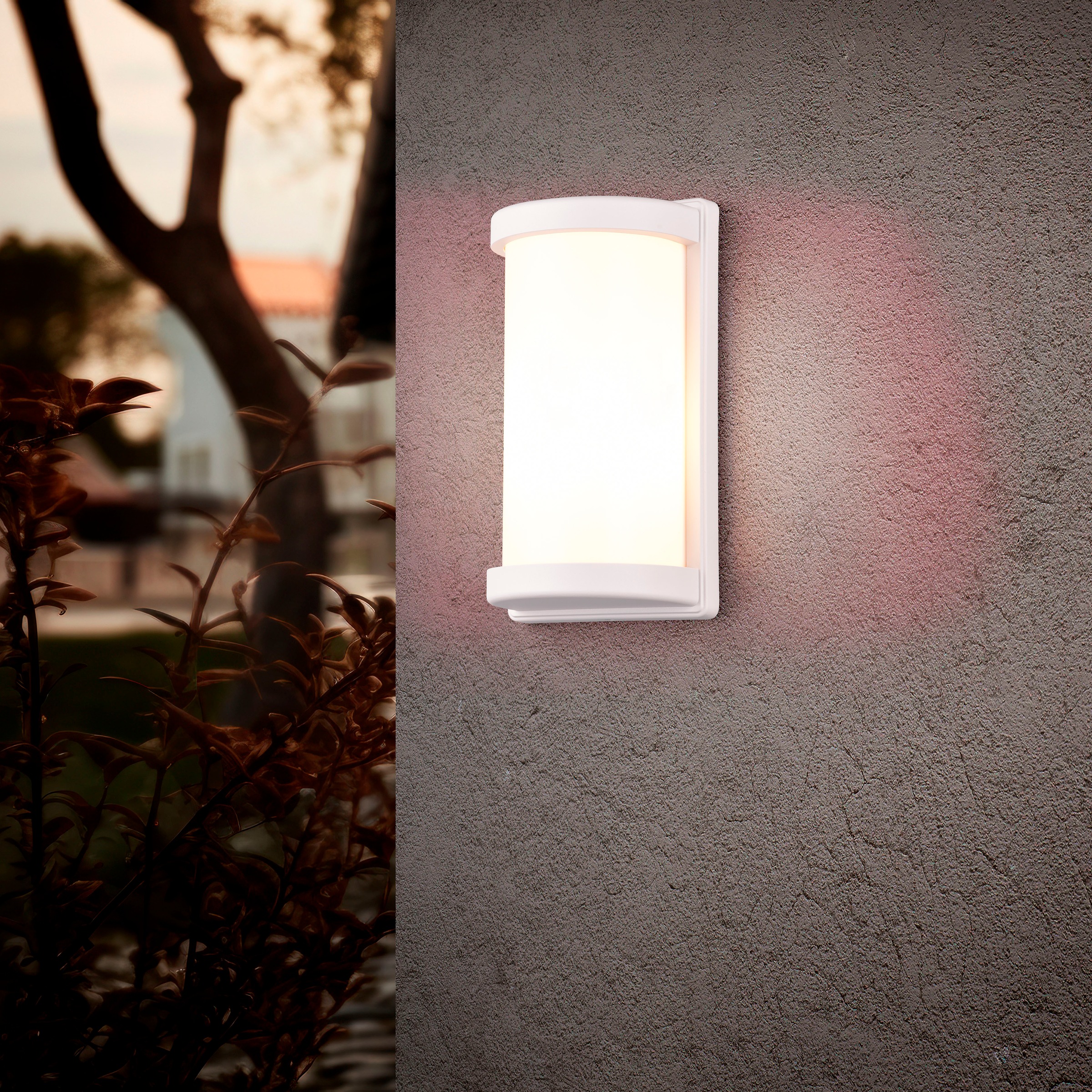 REALITY Leuchten Außen-Wandleuchte »PUELO, Outdoor Wandlampe Hauswand Fassade Garten, exkl 1x E27 max 10W«, 1 flammig, Leuchtmittel E27 | Leuchtmittel wechselbar, halbrunde Aussen Wandlampe aus Aluminium, IP44, Höhe 26cm Breite 14 cm