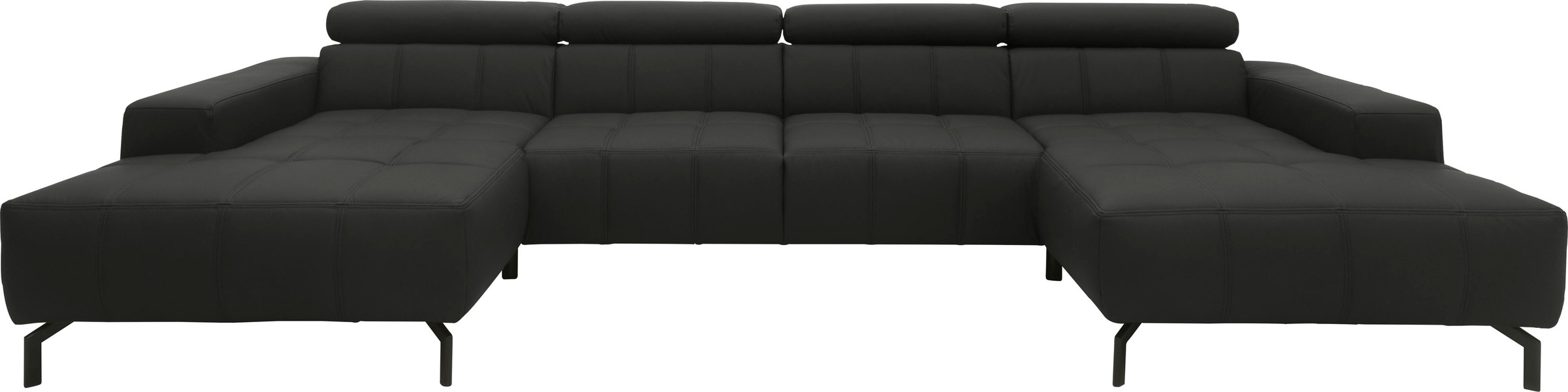 DOMO collection Wohnlandschaft »Cunelli tolle Sitznähte als Designelement, fester Sitzkomfort, U-Form«, wahlweise mit Kopfteilverstellung, bodenfrei