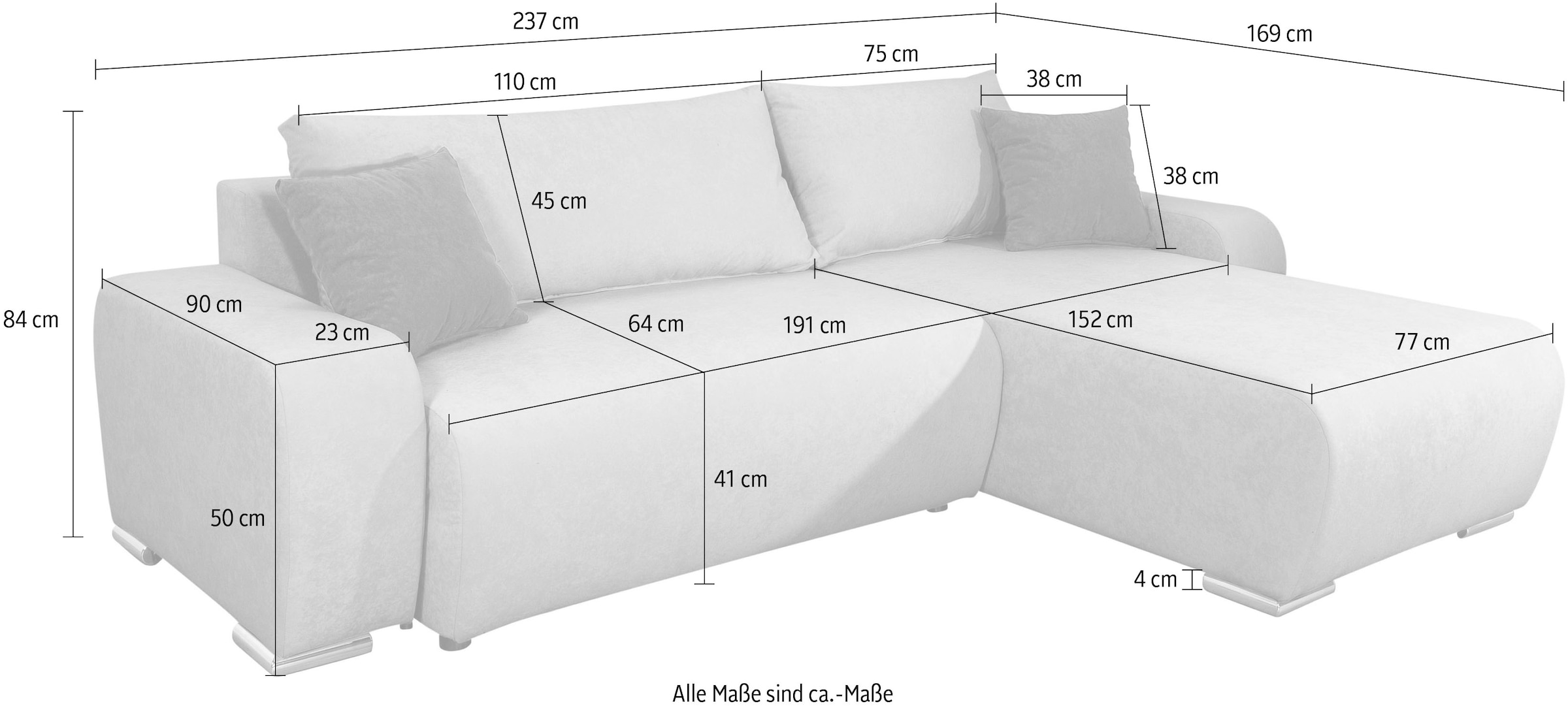 COLLECTION AB Ecksofa »Ecksofa, Schlaffunktion,Bonnelfederkern,Rückenkissen«