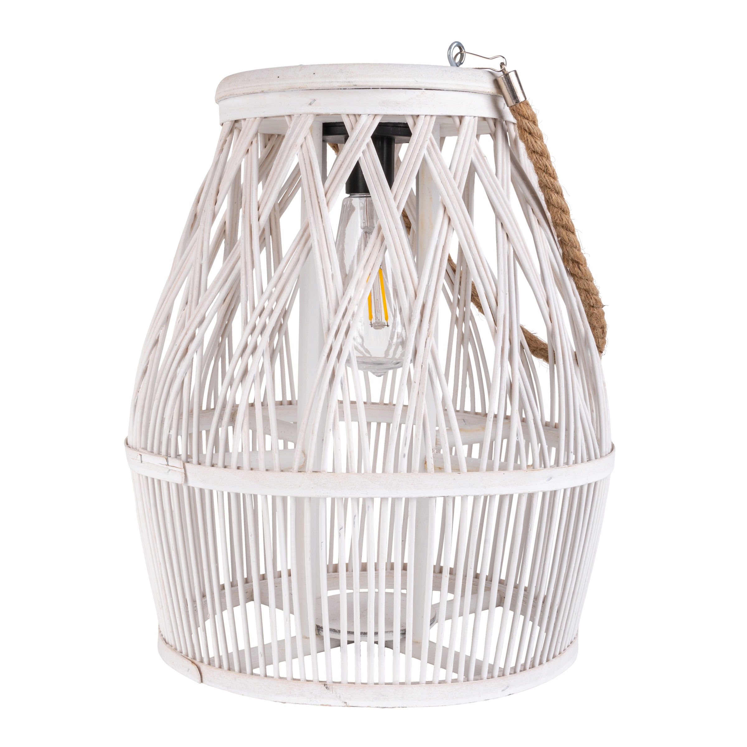 näve LED Solarleuchte »Korbinian« LED-Modul 1 Stk. Warmweiß Korbleuchte (Rattan) weiß mit LED Birne warmweiß, inkl. Akku, H: 34cm