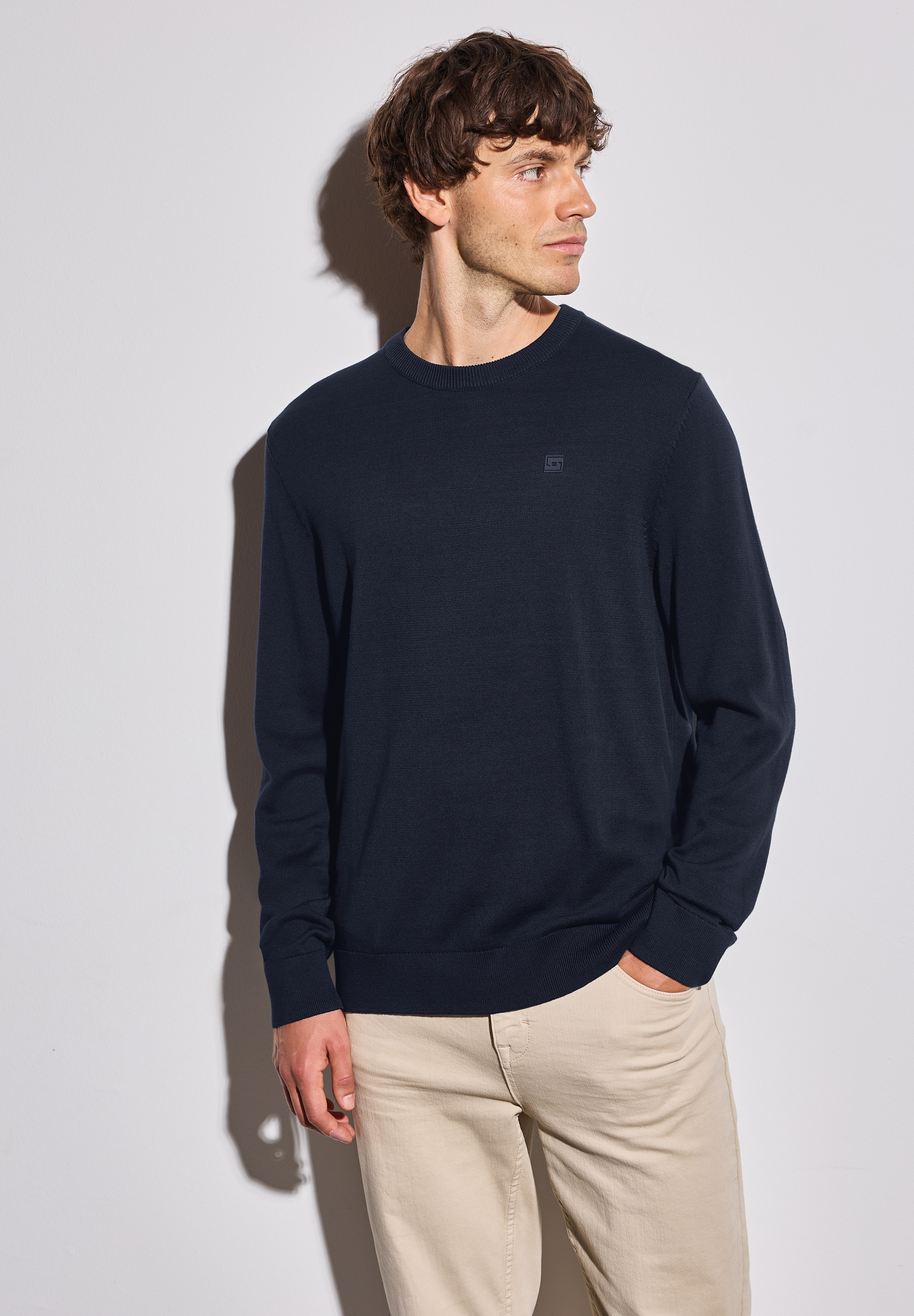 STREET ONE MEN Rundhalspullover, aus reiner Baumwolle günstig online kaufen