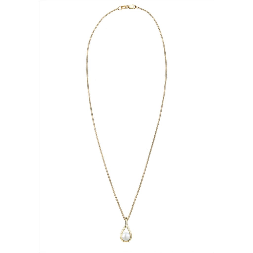 Elli Premium Perlenkette »Geschwungen Süßwasserperle 375 Gelbgold«
