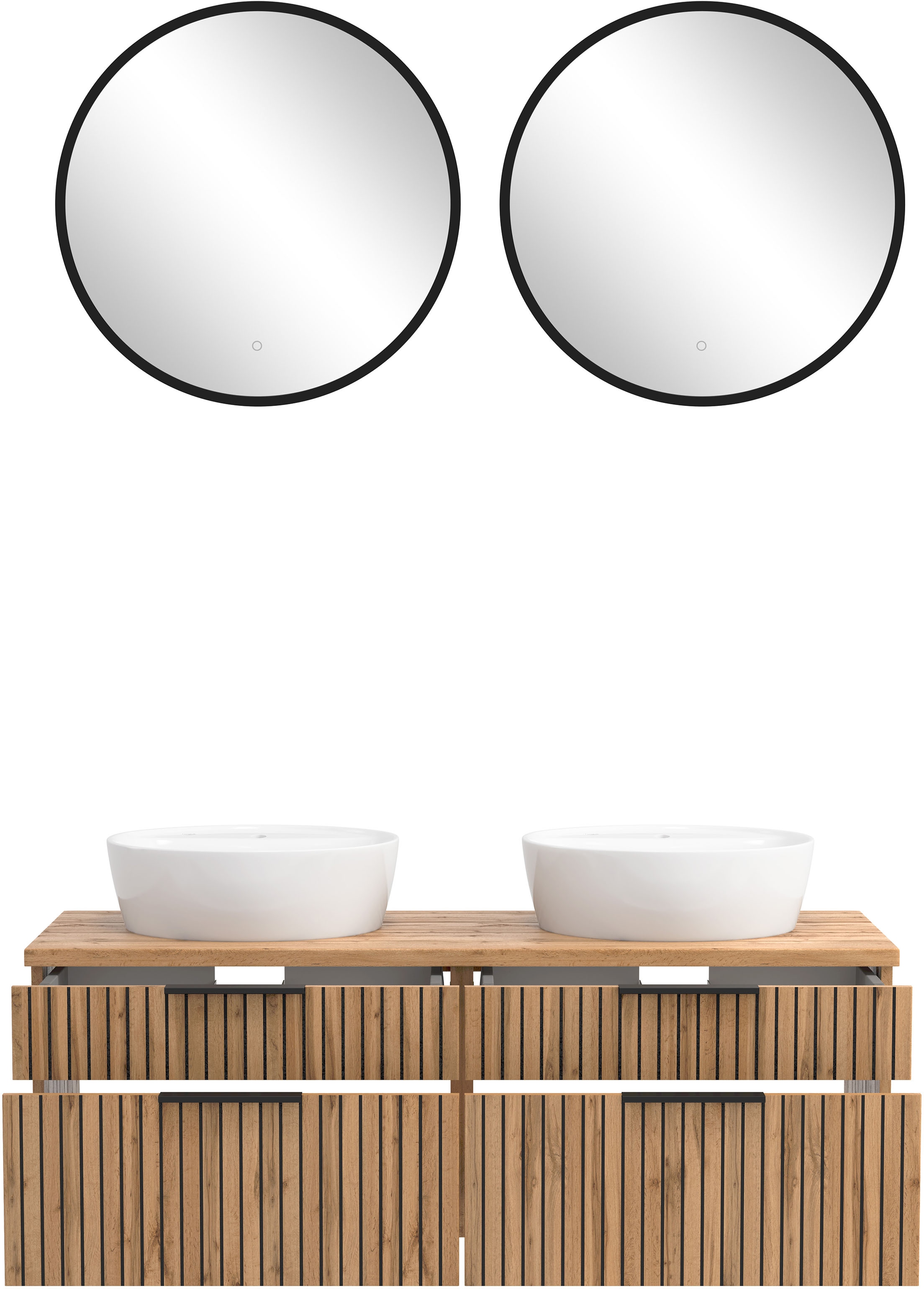 welltime Badmöbel-Set »Welltime, Carlton Waschtisch-Set, 80 oder 120 cm, gestreift«, (3 St.)