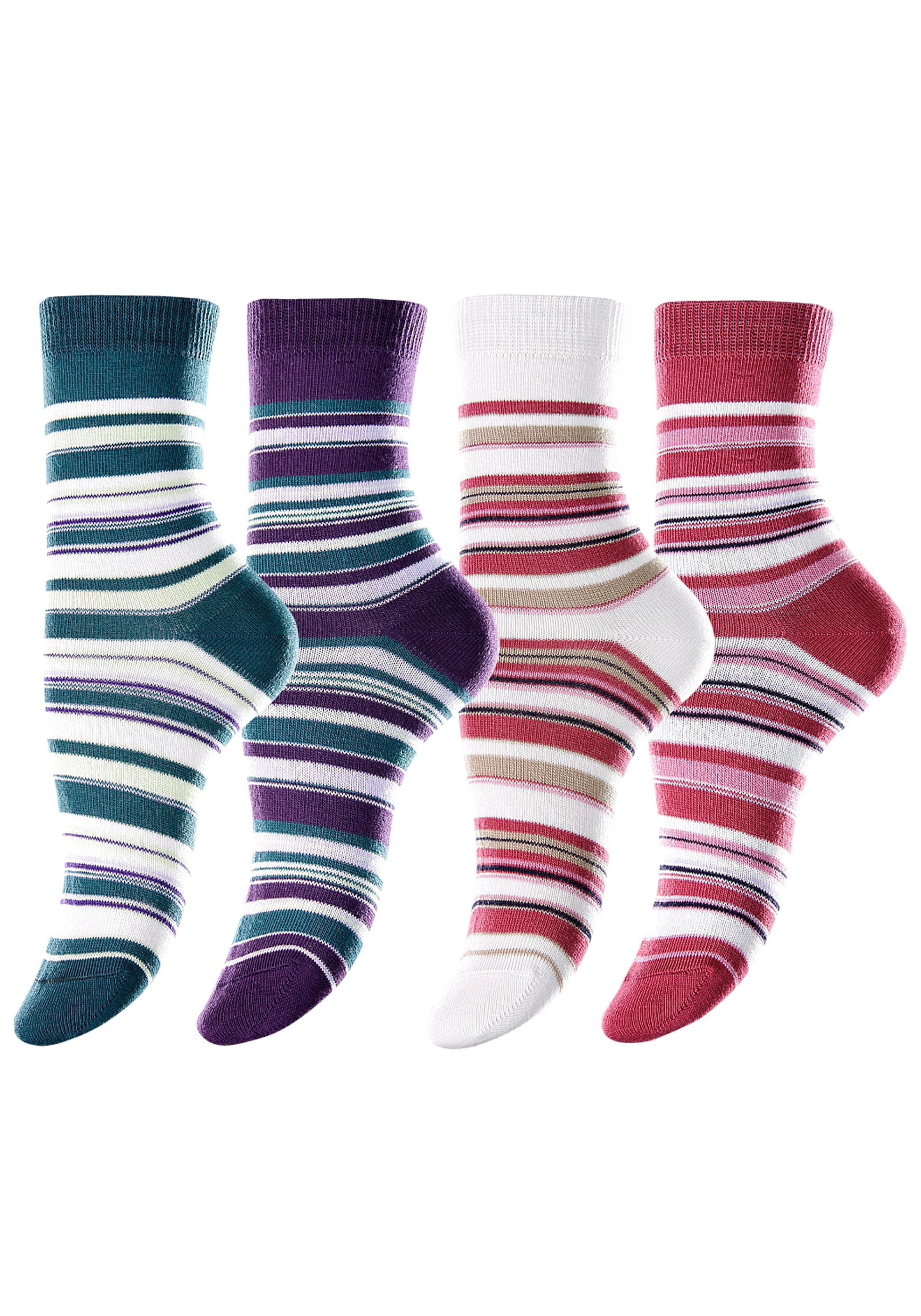 Lavana Socken, (Set, 4 Paar), mit Ringelmuster