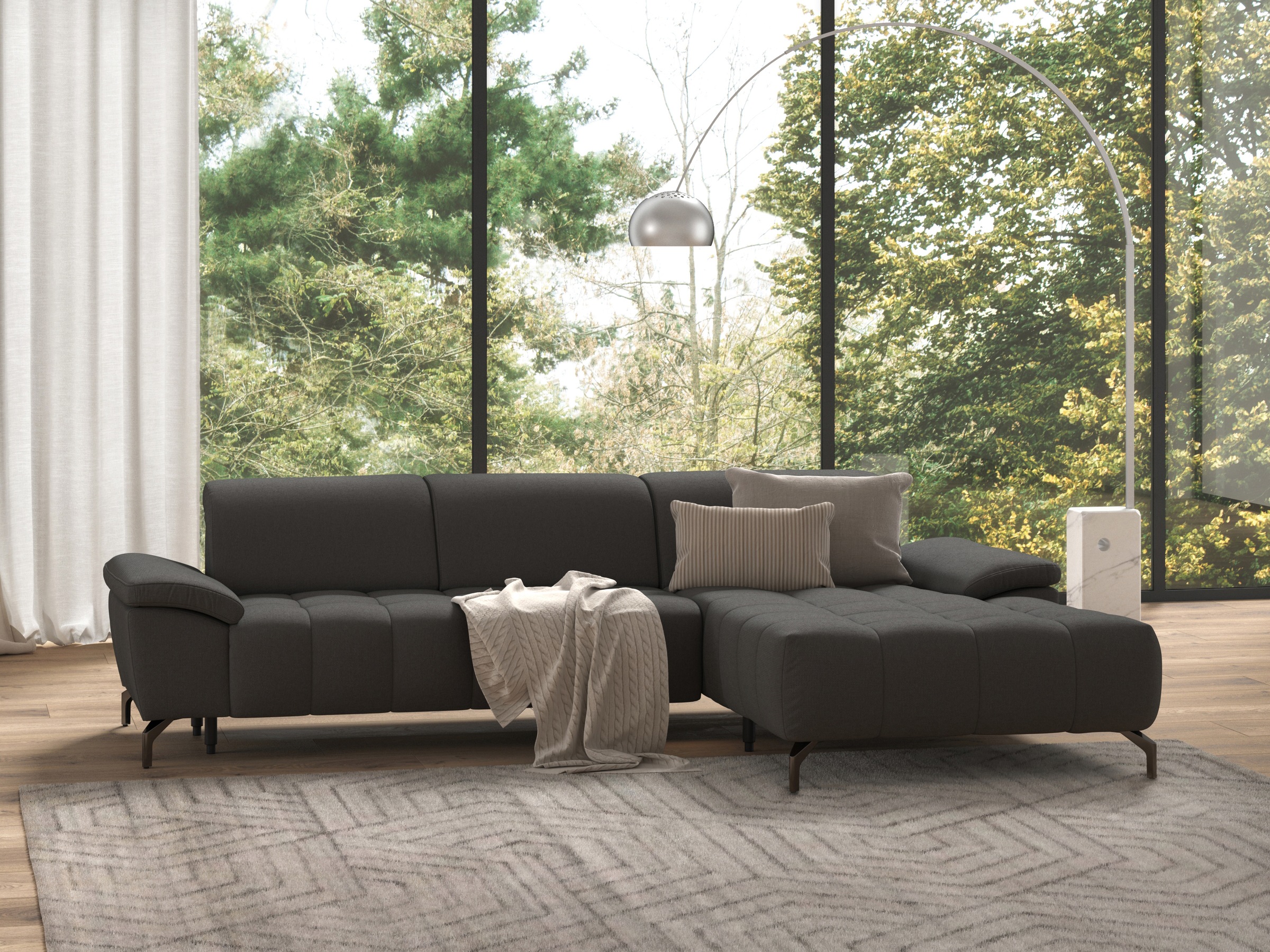 sit&more Ecksofa "Cool L-Form" wahlweise mit Kopfteilverstellung und Vorziehsitz, motorisch