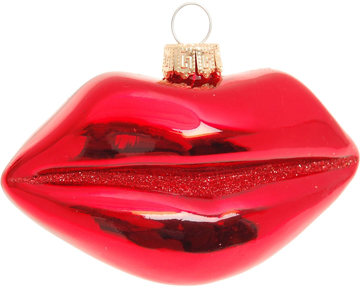 Krebs Glas Lauscha Christbaumschmuck "Glasornament "Rote Lippen", Breite ca günstig online kaufen