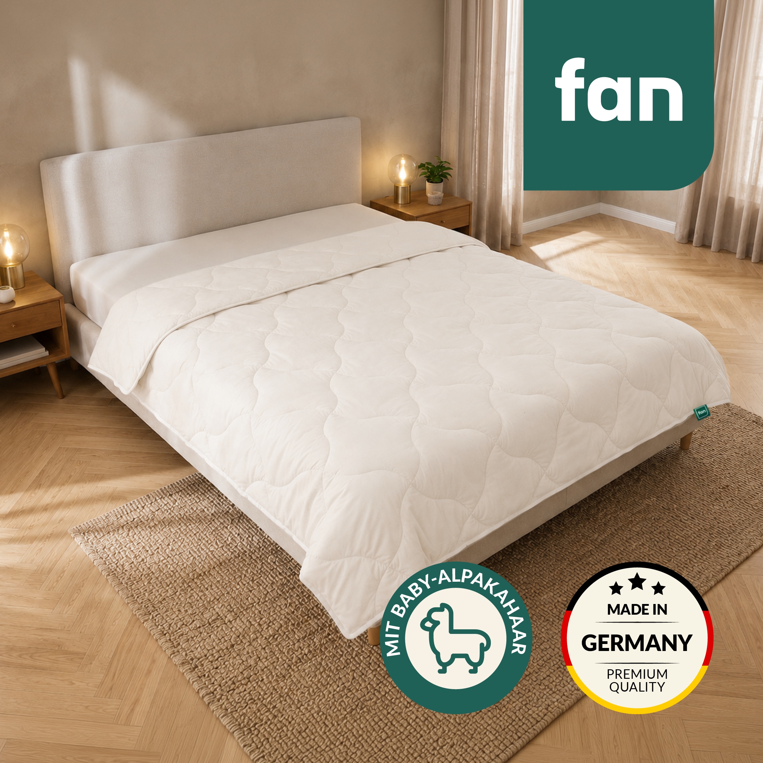 fan Naturhaarbettdecke "Baby Alpaka, Bettdecke in 135x200 und weiteren Größen erhältlich" normal Füllung 97% Alpaka & 3% sonstige Faser 1 Stk. tlg. Bettdecke aus Naturhaar hergestellt in Deutschland